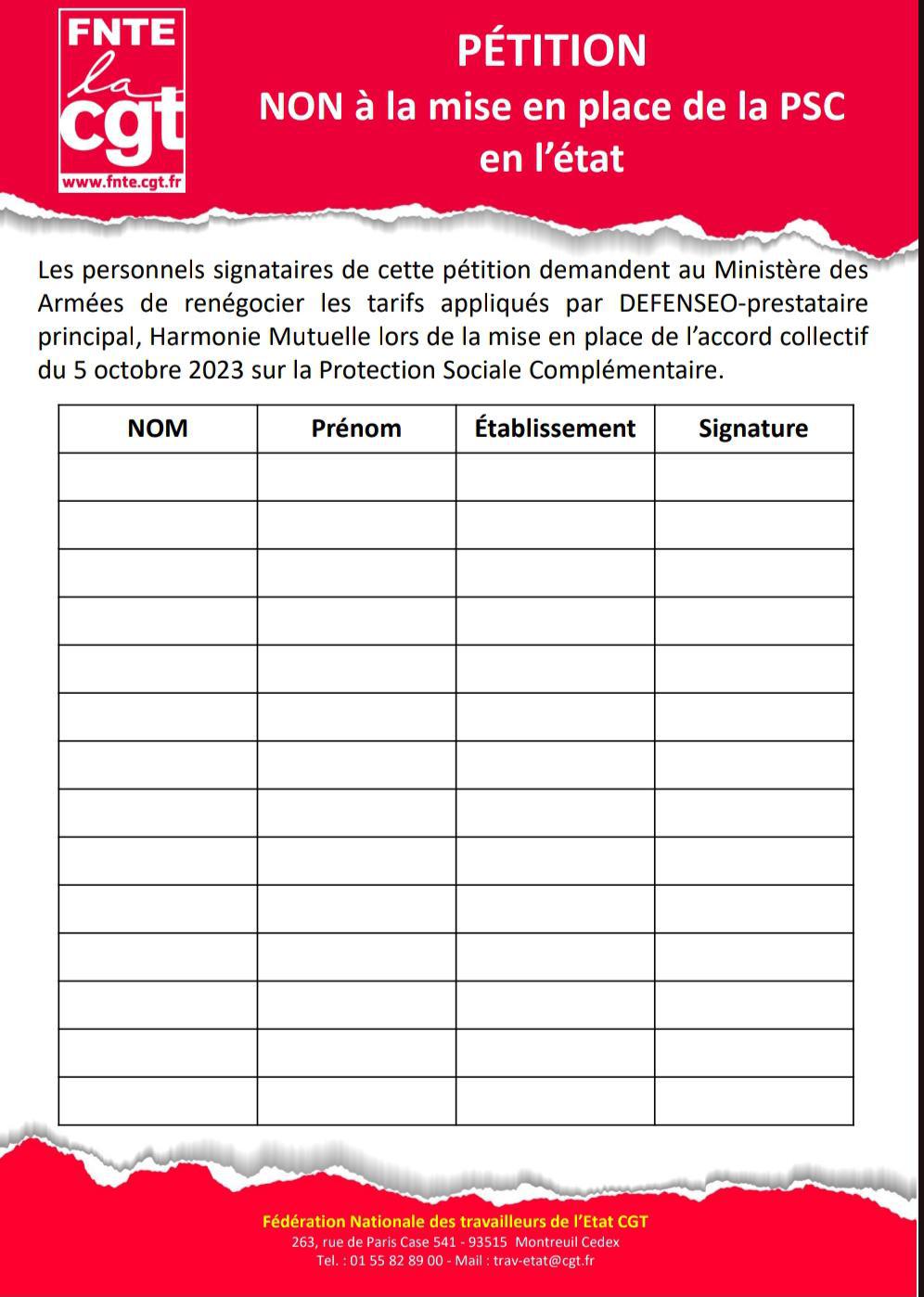 Non à la mise en place de la PSC en l'état !