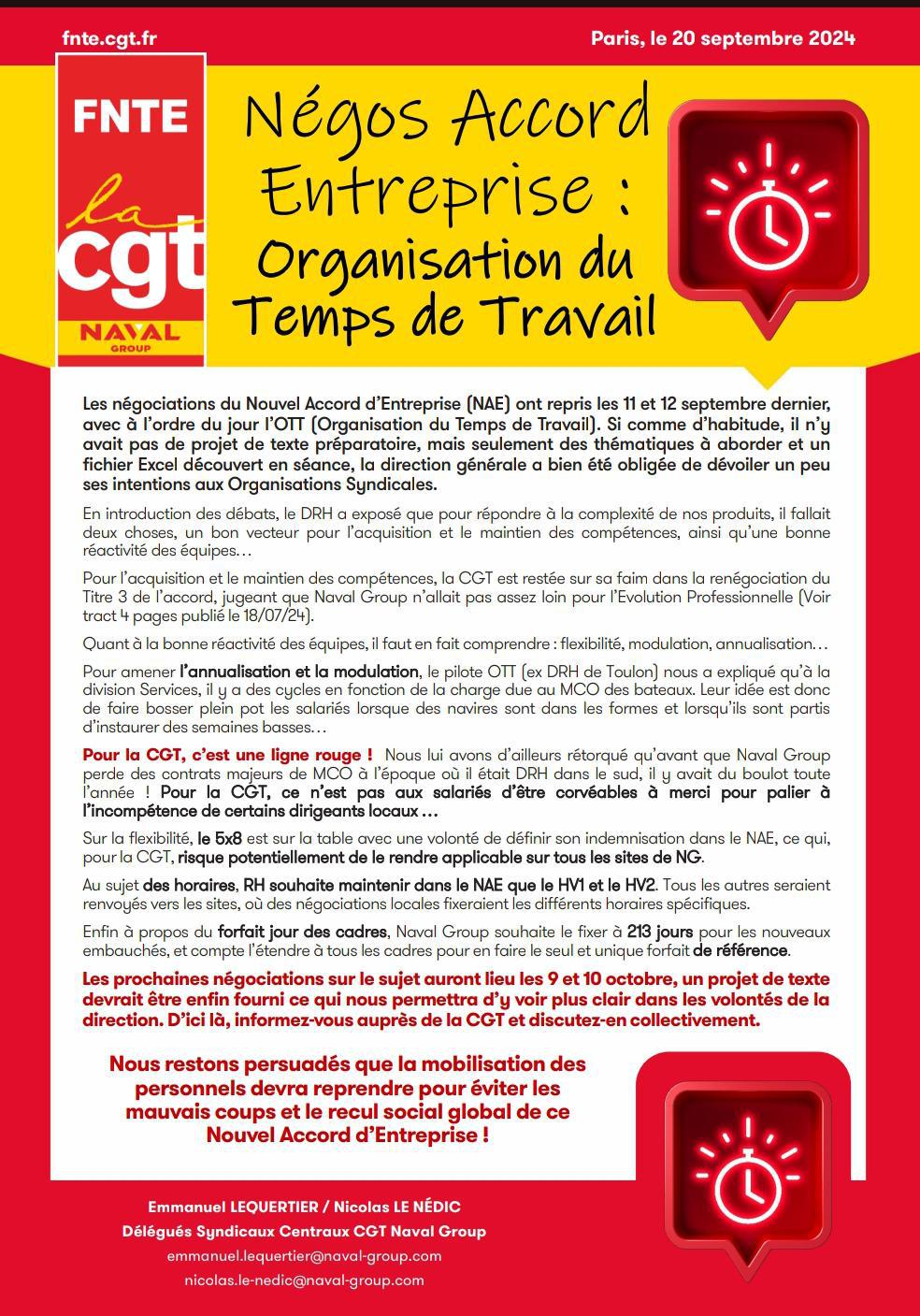 Negos Accord Entreprise : Organisation du Temps de Travail 