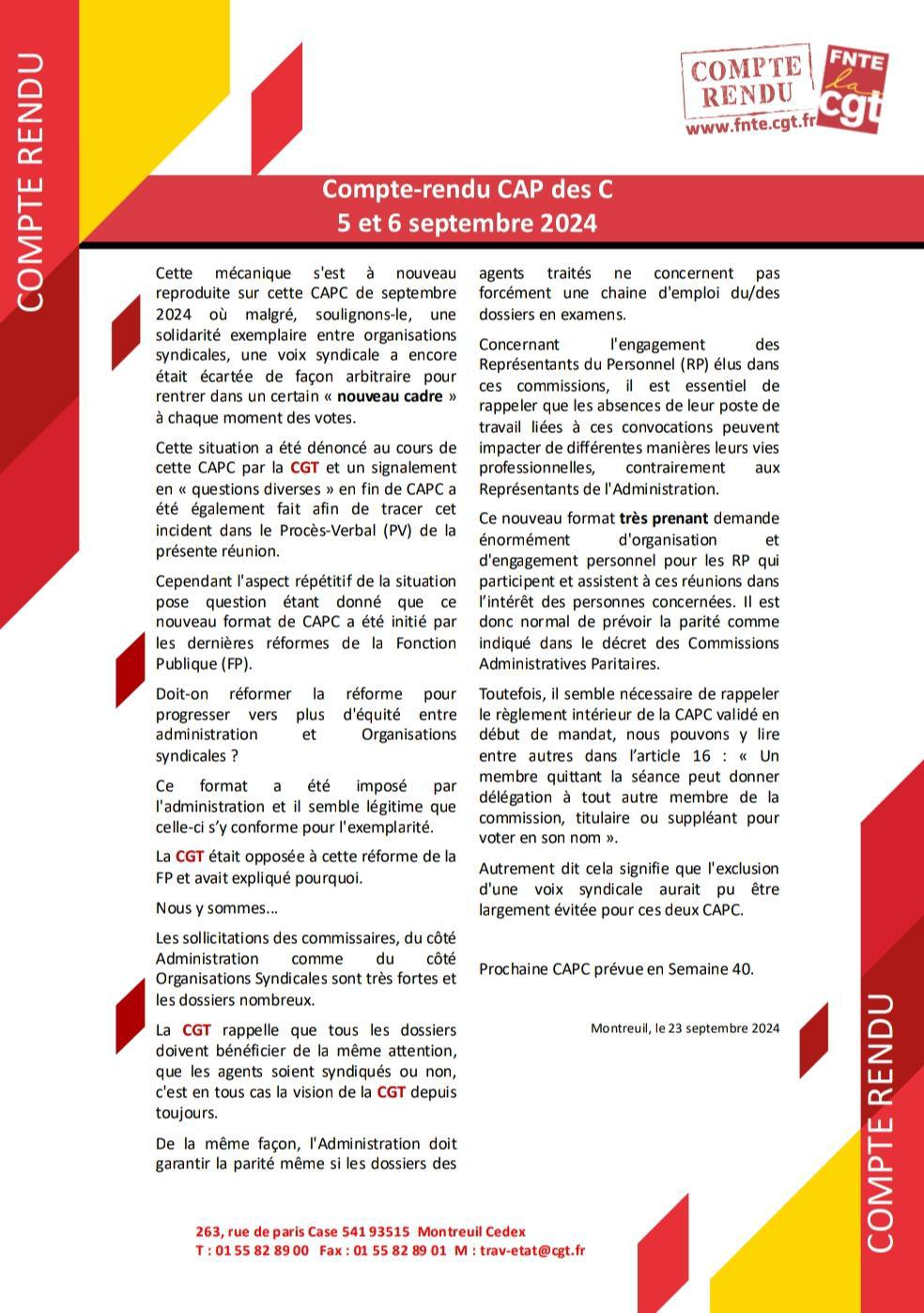 Compte rendu CAP-C des 5 et 6 septembre 2024