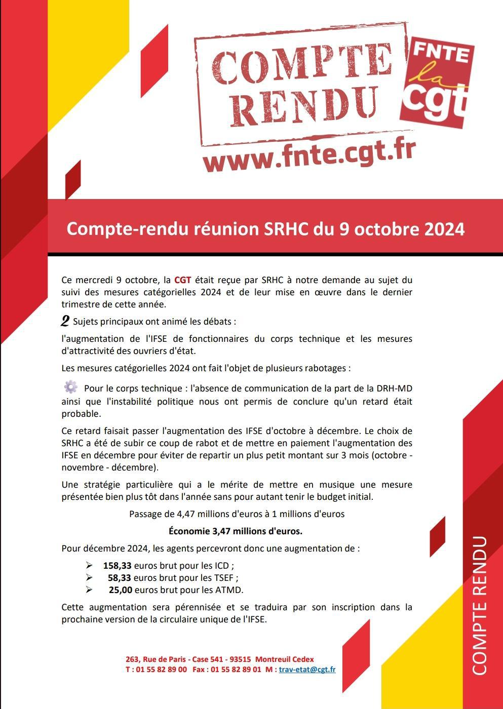 Compte rendu SRHC du 9 octobre 2024