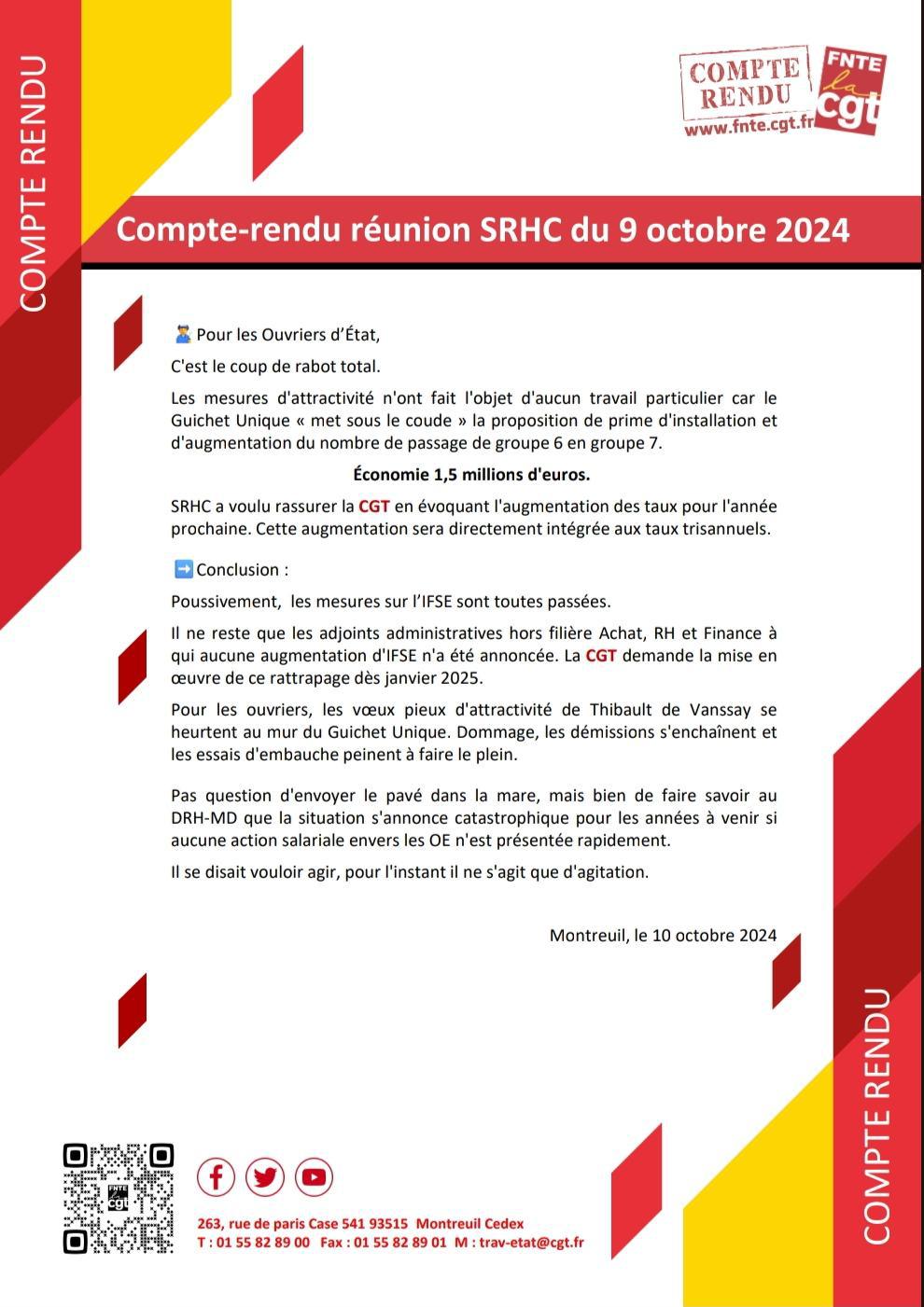 Compte rendu SRHC du 9 octobre 2024