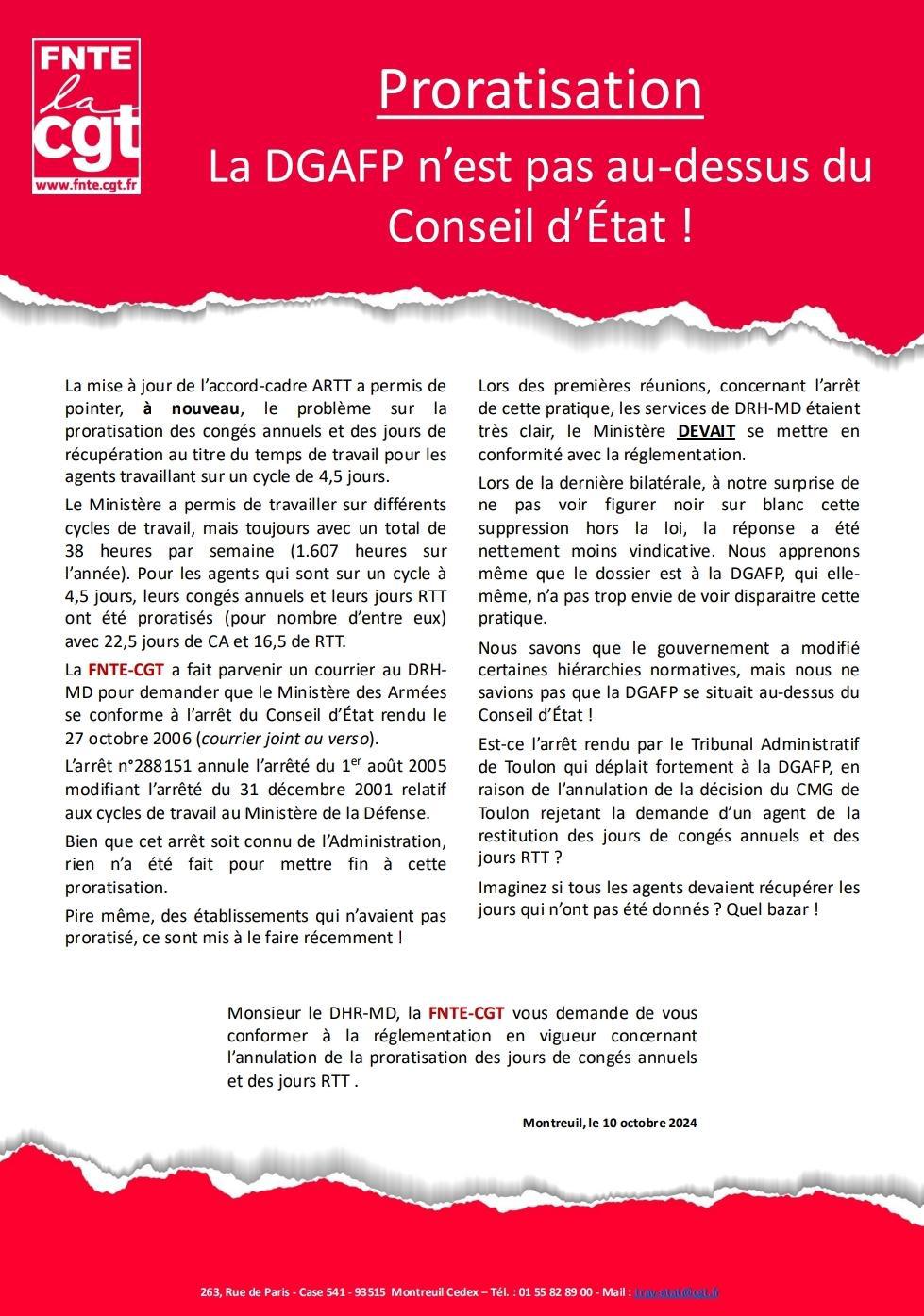 Proratisation: La DGAFP n'est pas au-dessus du Conseil d'État !