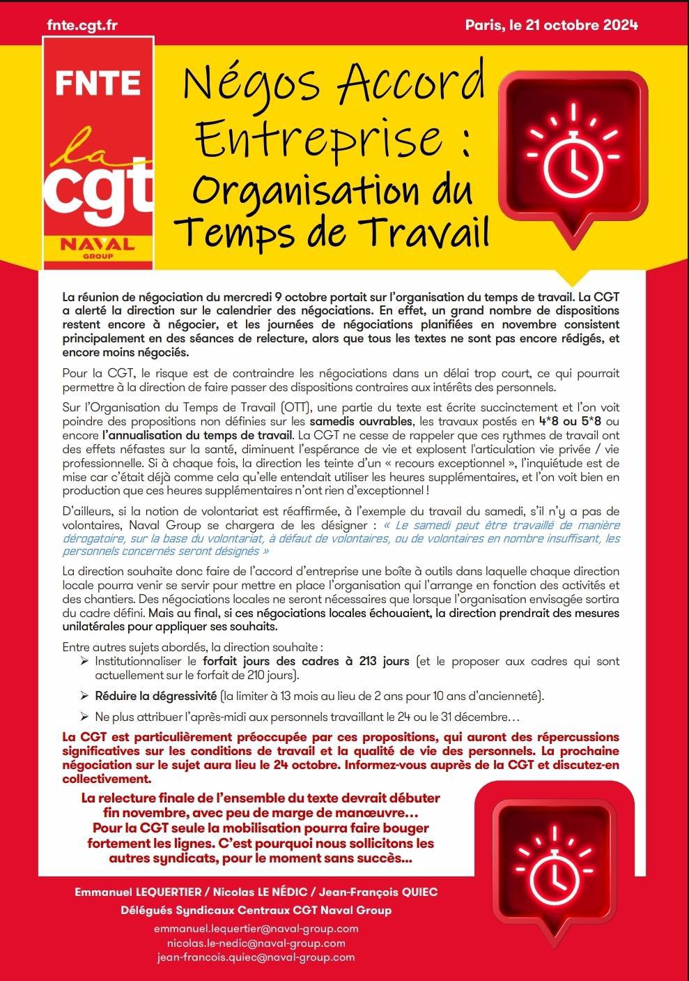 Négociations Accord Entreprise : Organisation du Temps de Travail