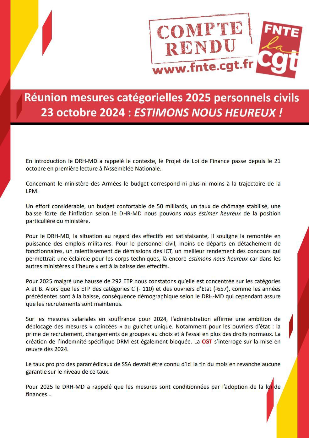 Compte Rendu de réunion mesures catégorielles 2025 du 23 octobre 2024