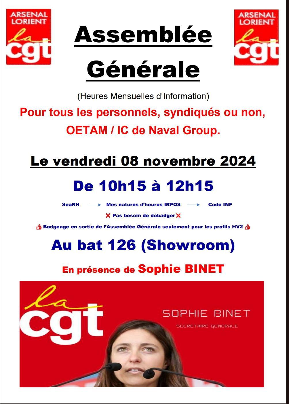 Assemblée Générale : pour tous les personnels Naval Group, en présence de Sophie BINET.