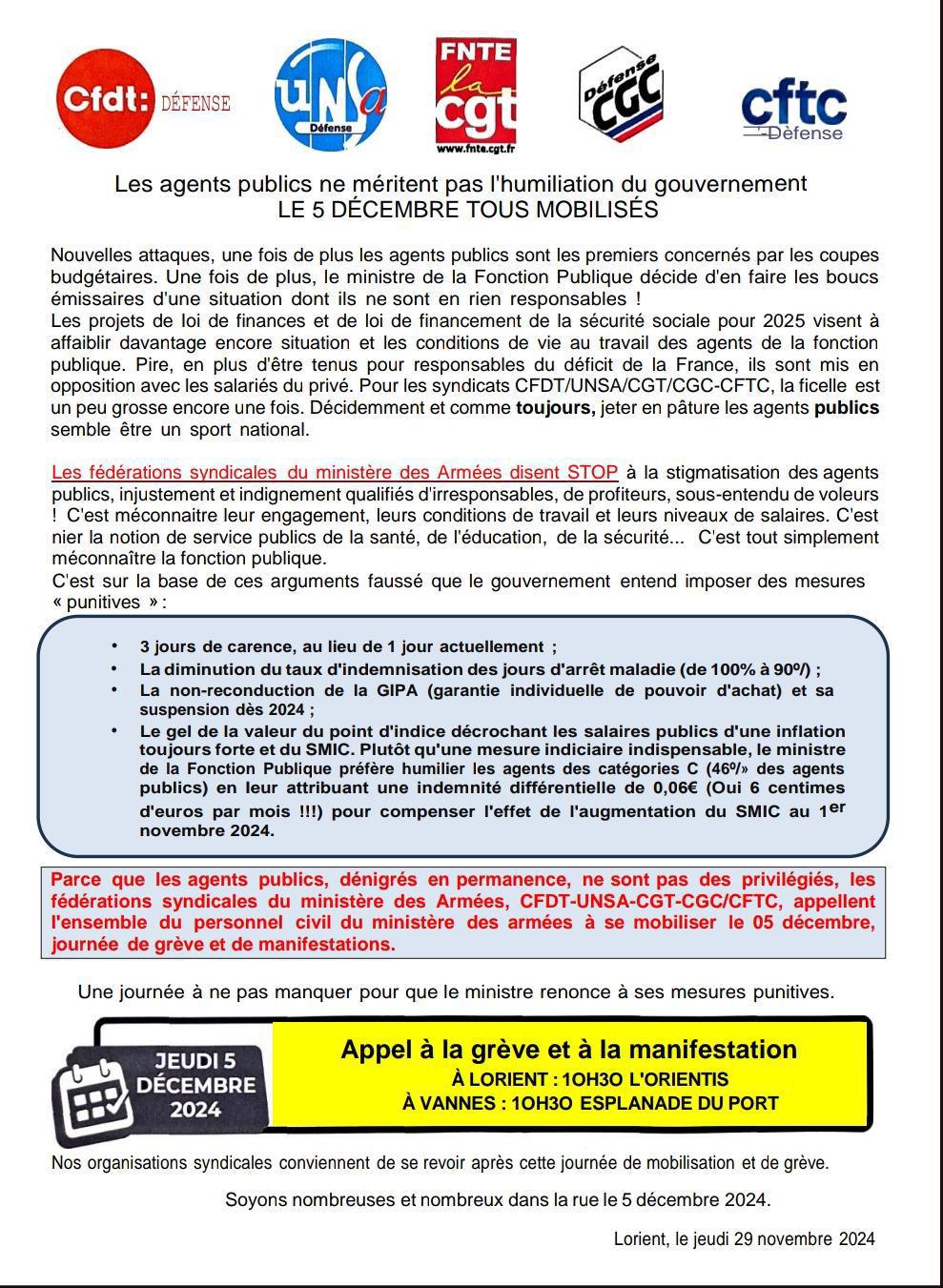 Le 5 Décembre 2024 Tous Mobilisés 