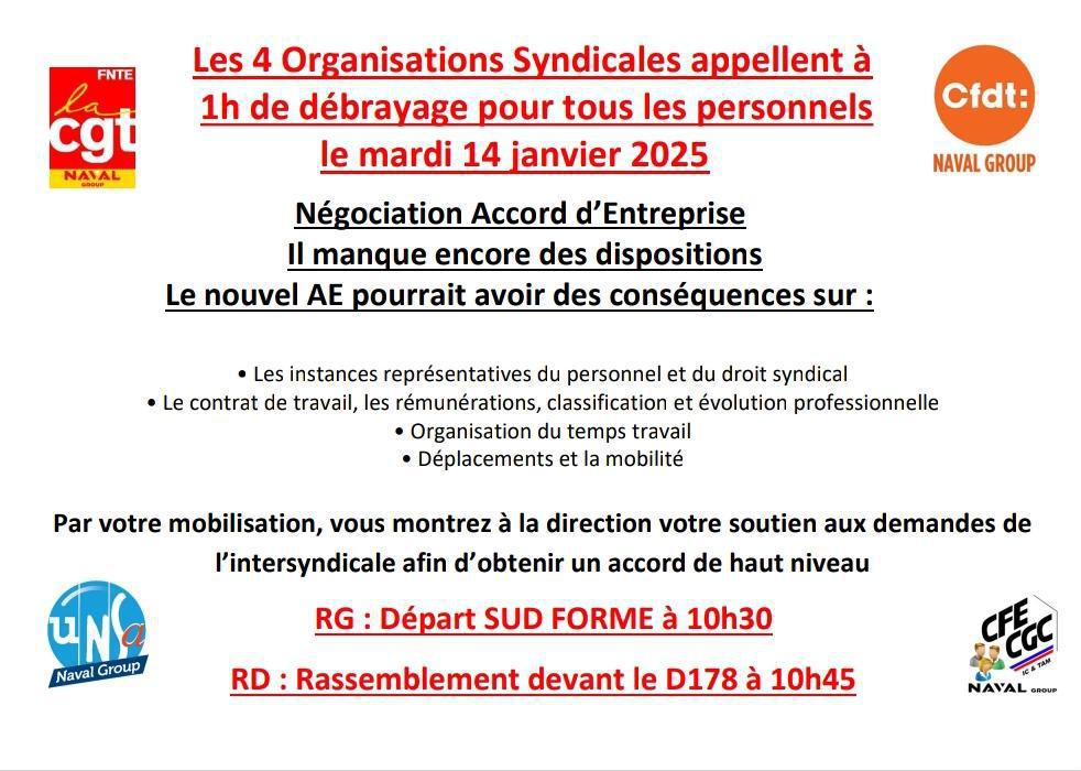Débrayage pour un Accord d'Entreprise de Haut Niveau social !