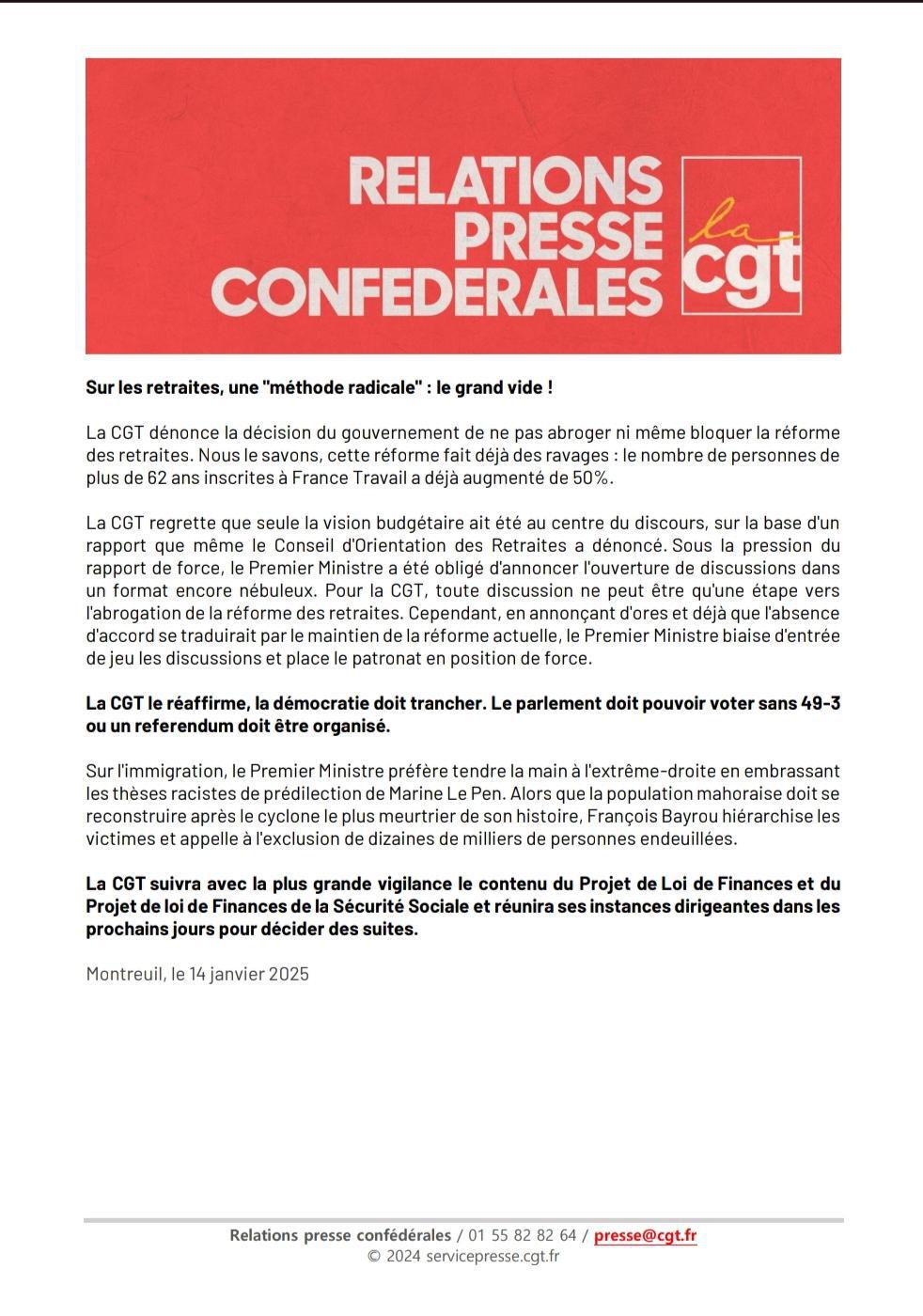 Une déclaration de politique générale très loin des attentes du monde du travail !