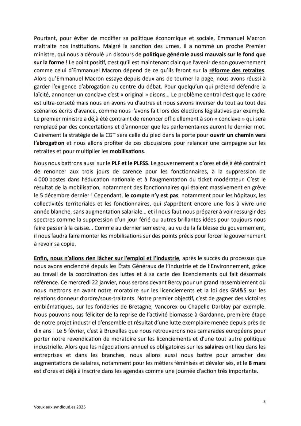 Vœux 2025 de Sophie Binet 