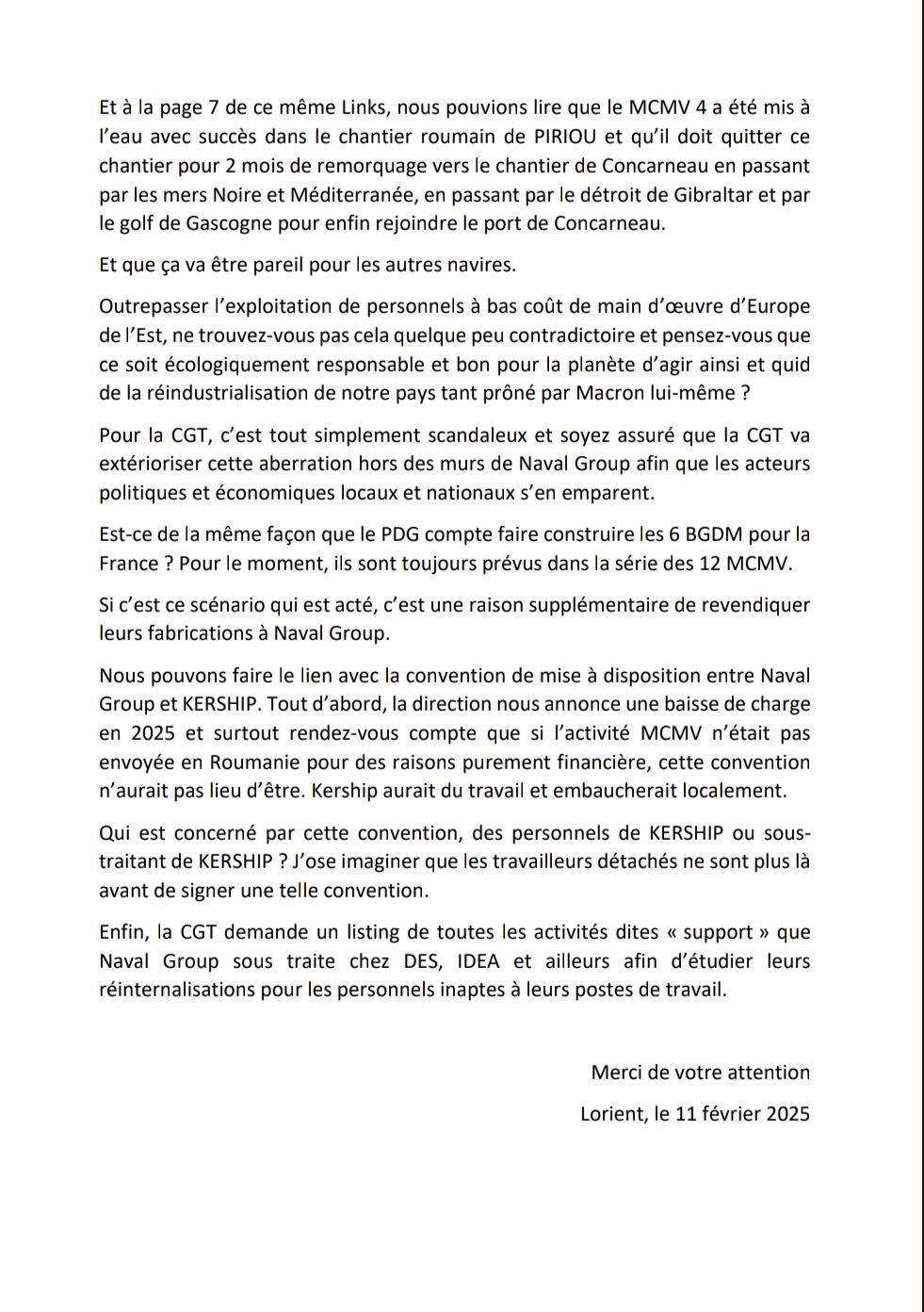 Déclaration Liminaire CSE du 11 février 2025