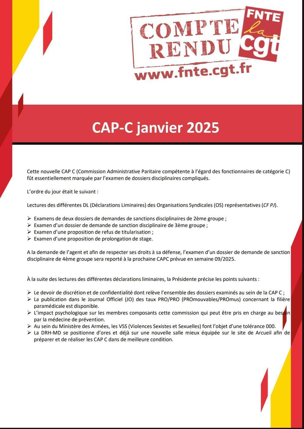Compte Rendu CAP-C Janvier 2025