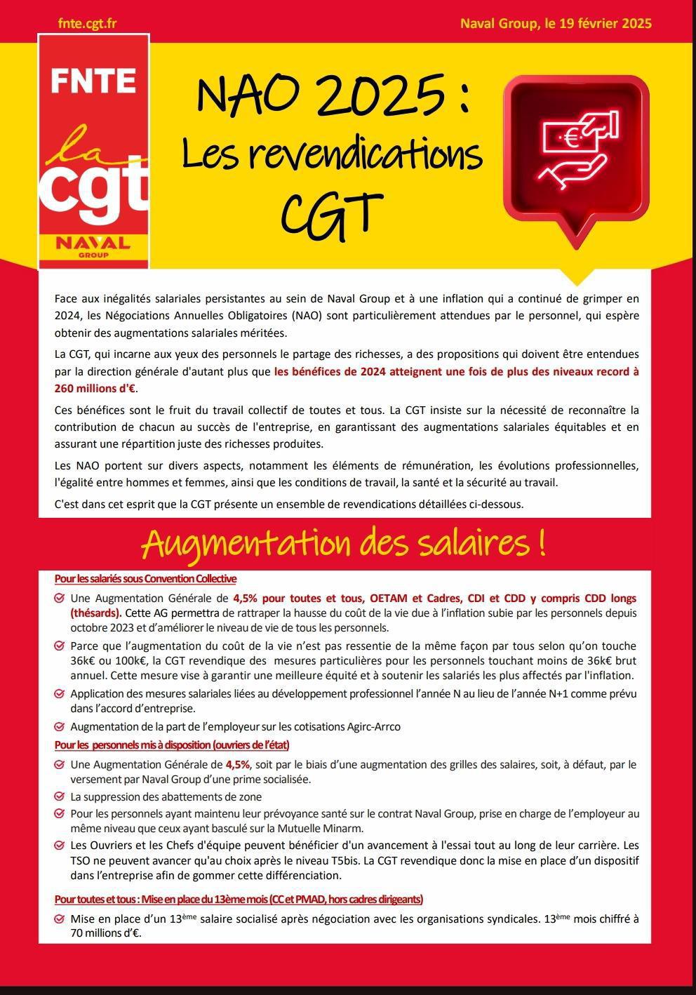 NAO 2025 : Plateforme Revendicative CGT