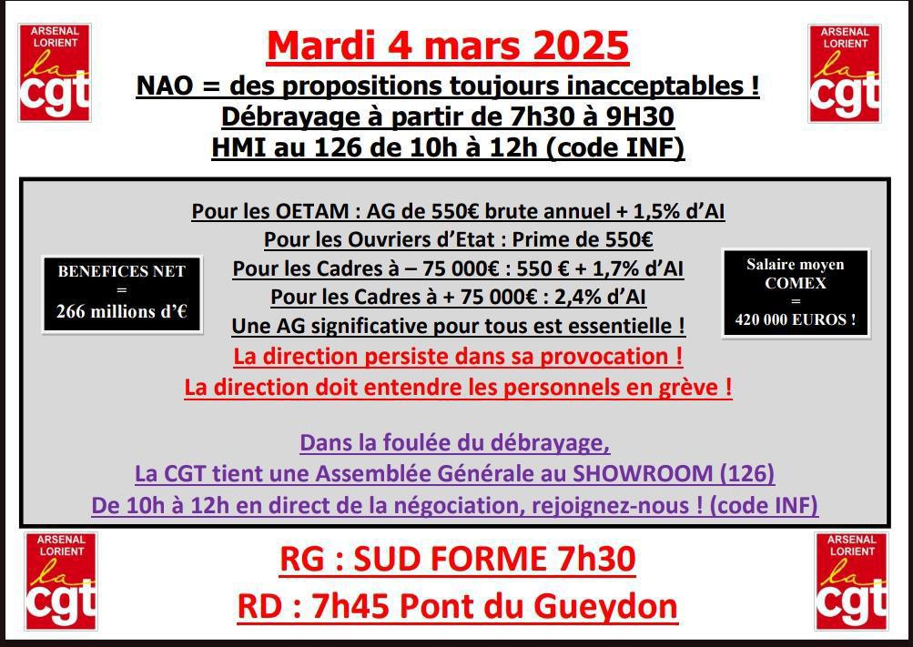 NAO : Débrayage + assemblée générale le Mardi 4 Mars 