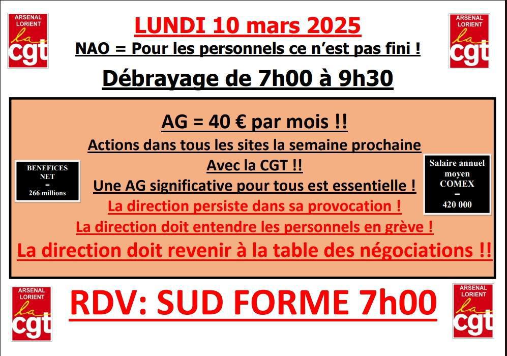 NAO 2025 : Débrayage Lundi 10 Mars pour les personnels ce n'est pas fini !