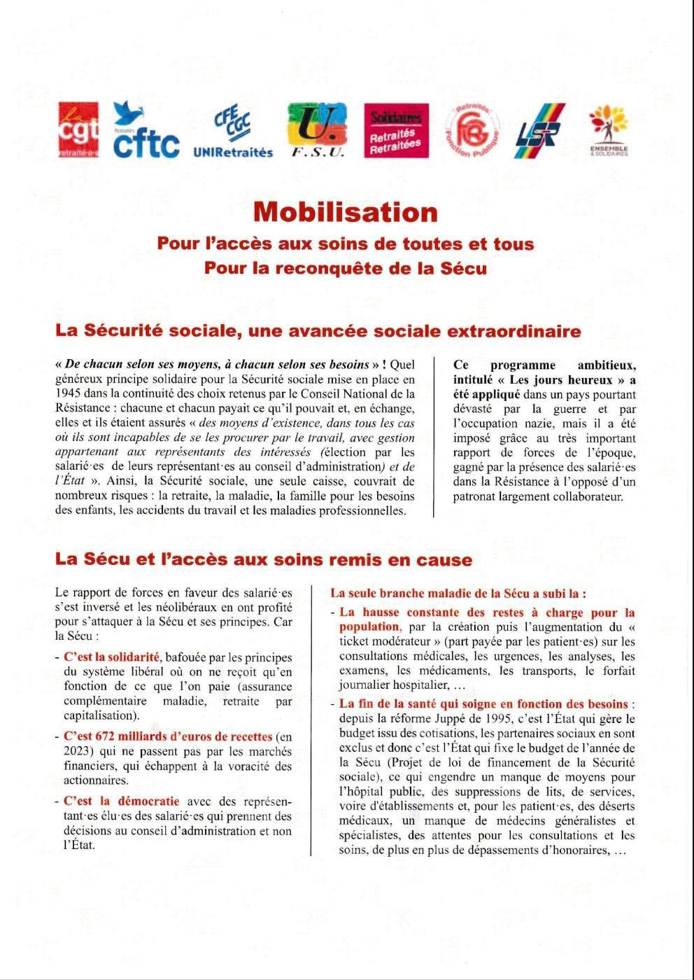 Le Jeudi 20 Mars 2025: Mobilisation à Pontivy pour défendre notre pouvoir d'achat, nos retraites, notre santé et notre Sécurité sociale