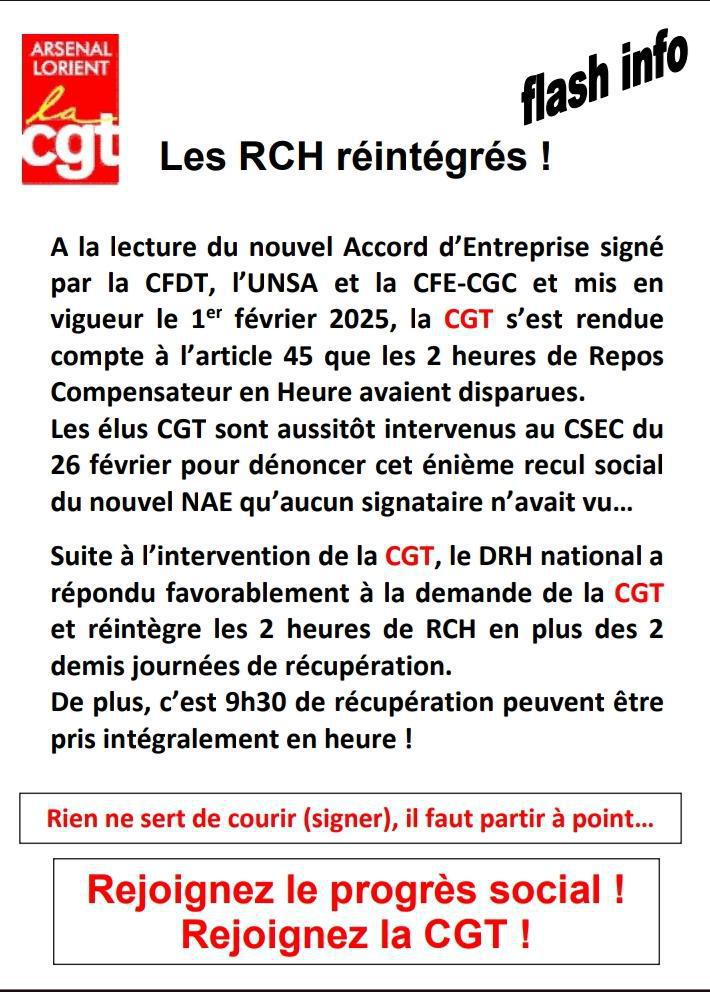 Grâce à la CGT les RCH sont réintégrés ! ✊