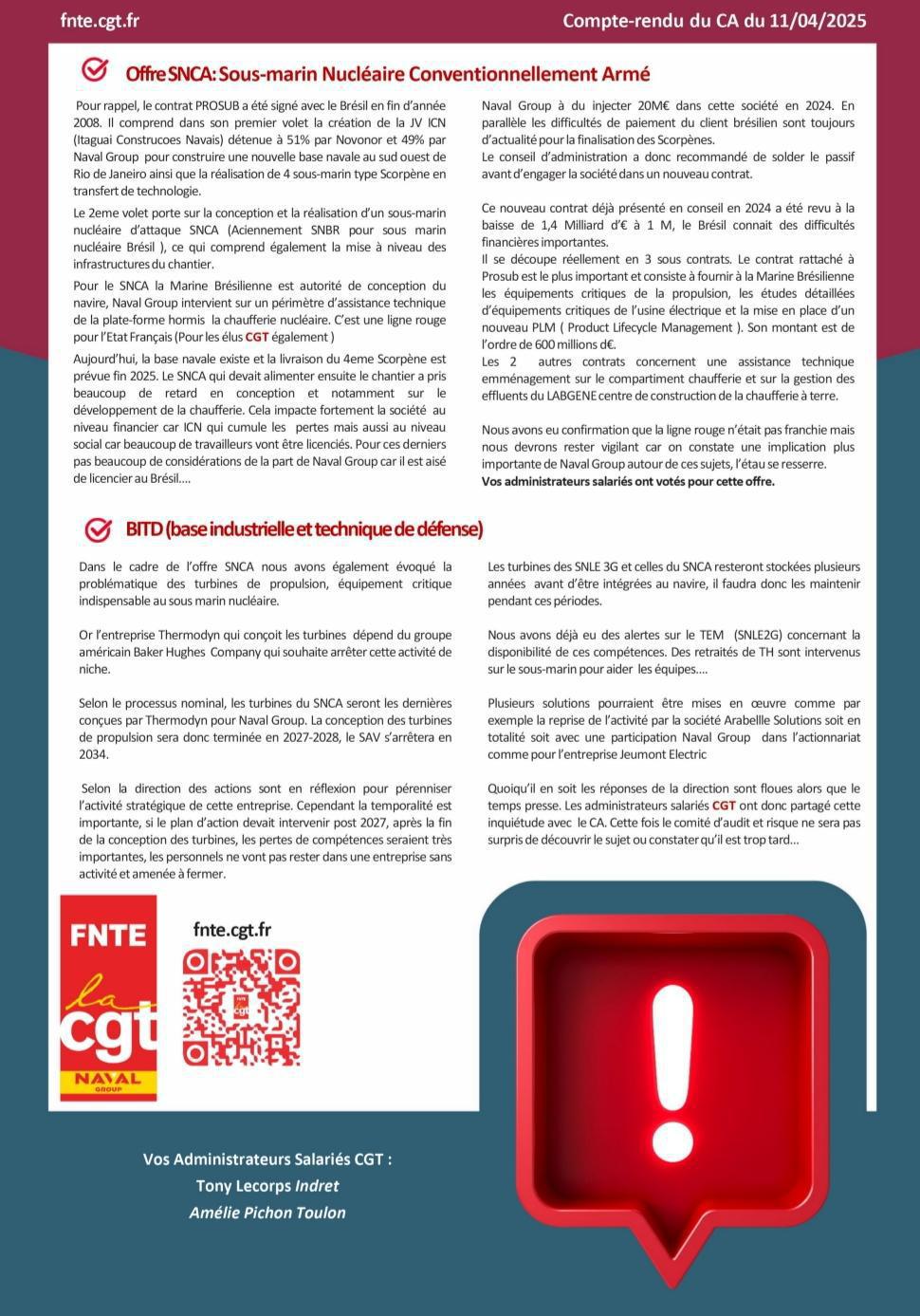 Compte Rendu Conseil d'administration Naval Group