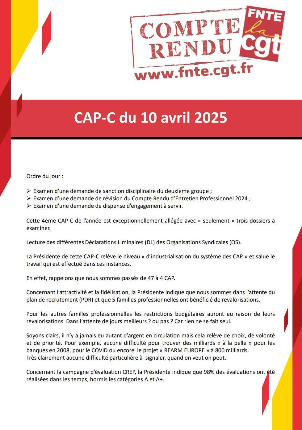 Compte Rendu CAP-C du 10 Avril 2025