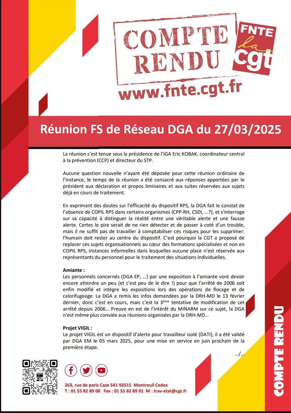 Compte Rendu FS de réseau DGA du 27 Mars 2025