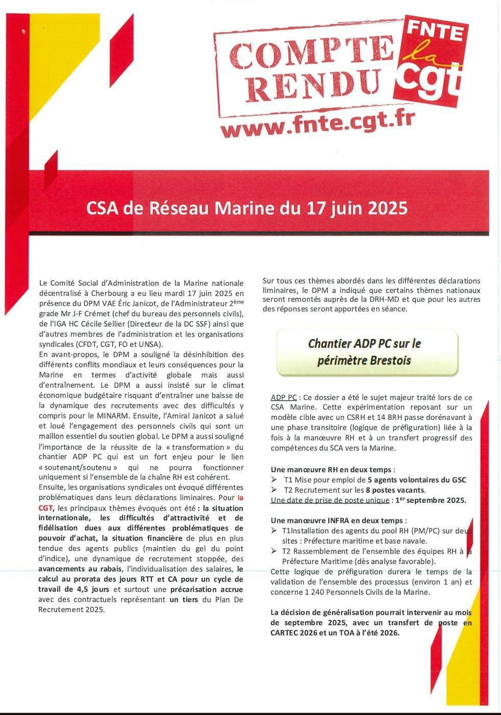 Compte Rendu CSA Réseau Marine du 17 Juin 2025