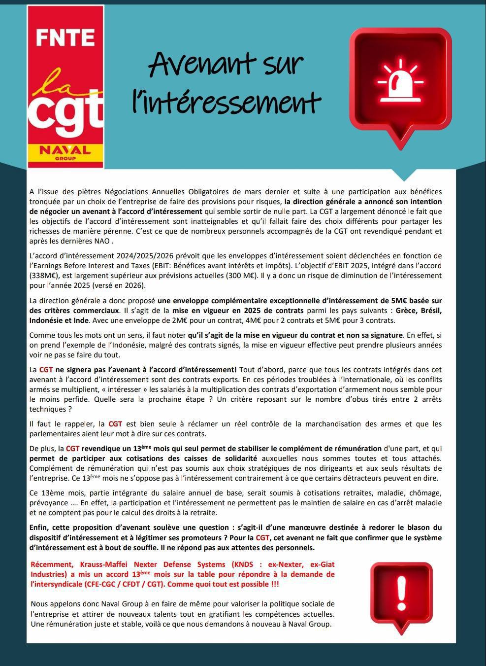 Avenant sur l'intéressement...