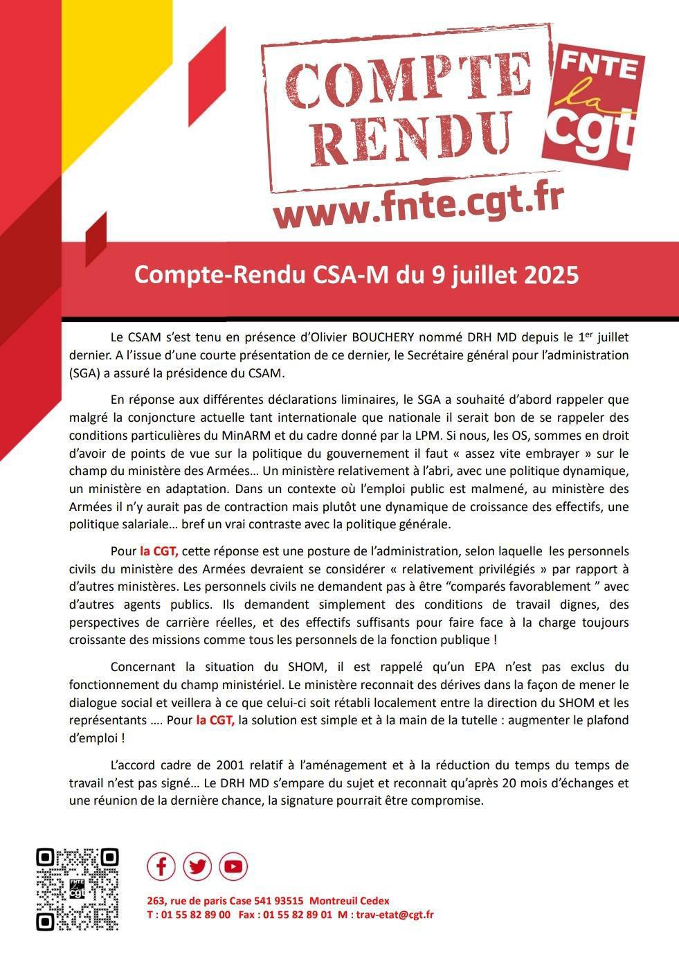 Compte Rendu CSA-M du 09 Juillet 2025