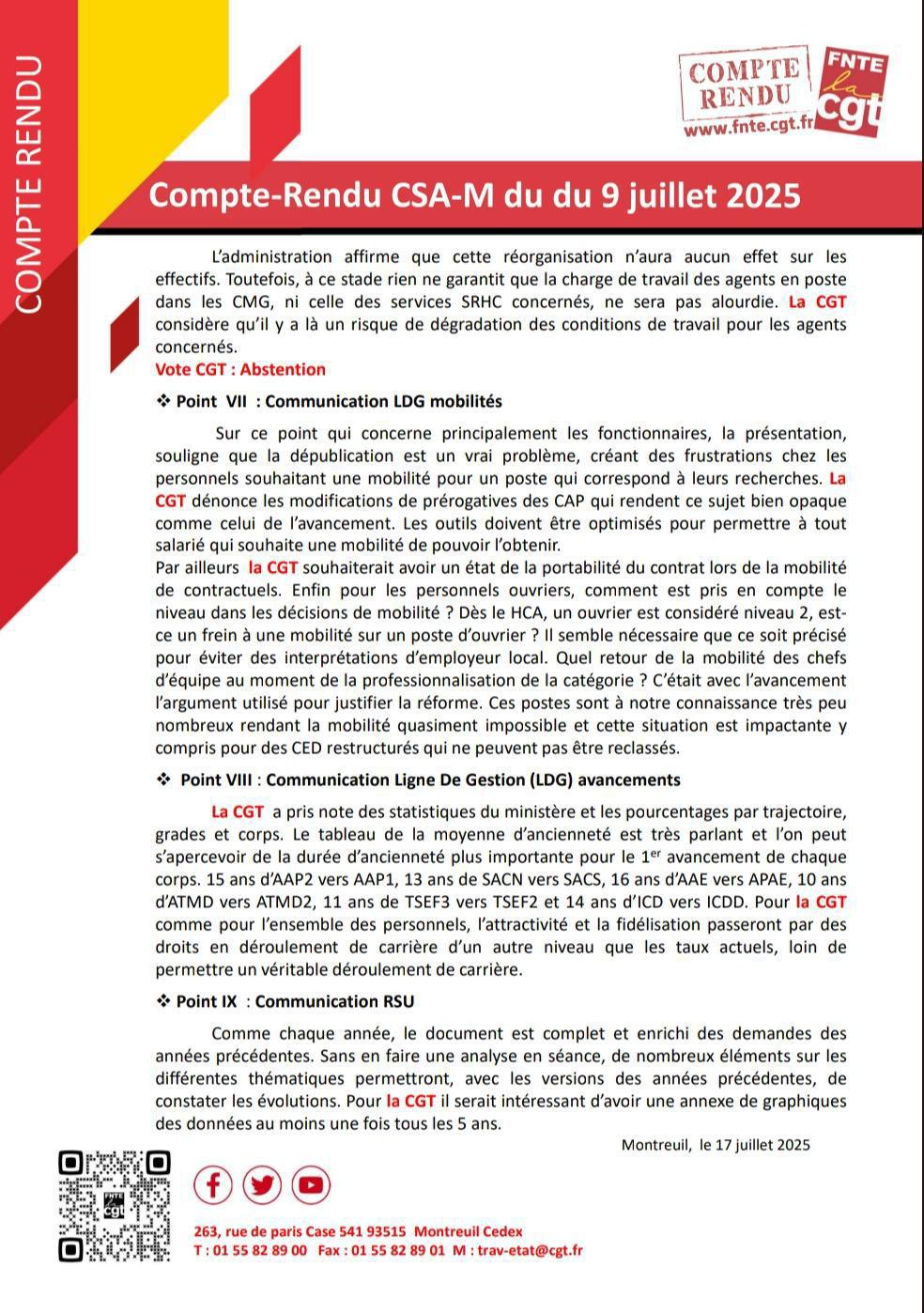 Compte Rendu CSA-M du 09 Juillet 2025