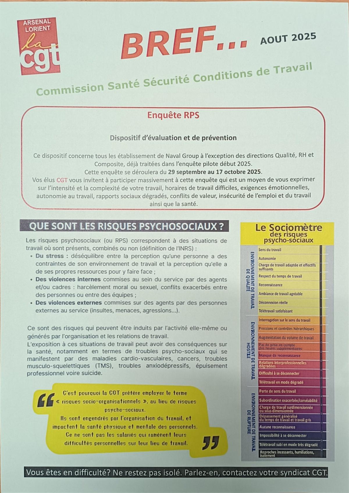 Compte Rendu de la CSSCT du 28 Août 2025