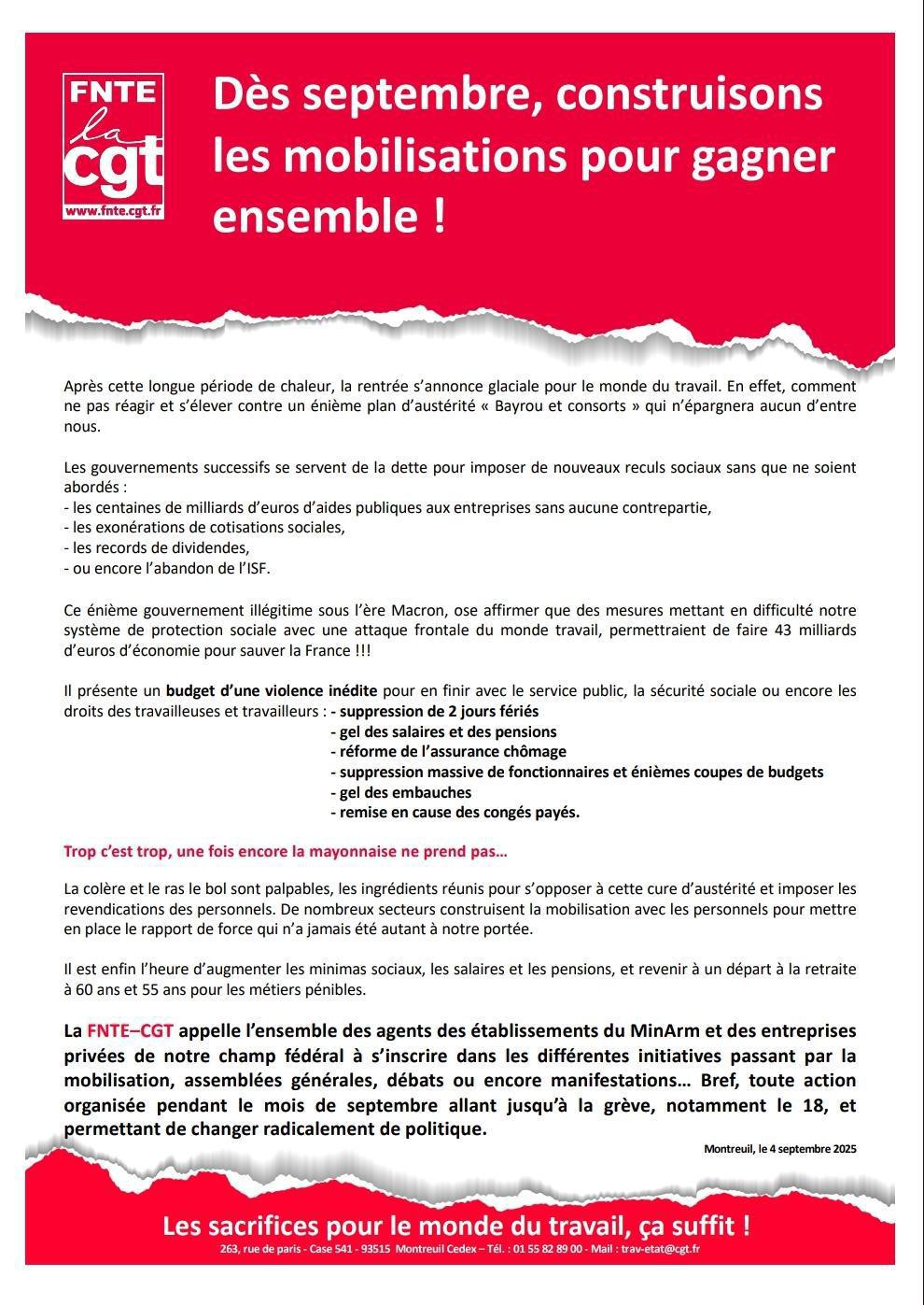 Dès septembre, construisons les mobilisations pour gagner ensemble!
