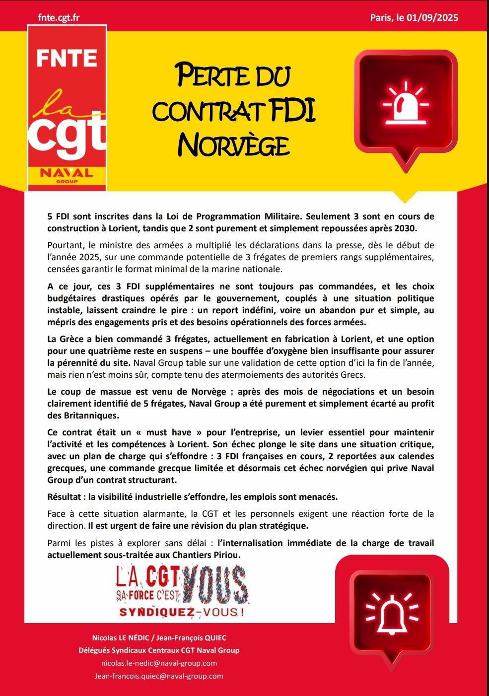 Perte du contrat Norvège