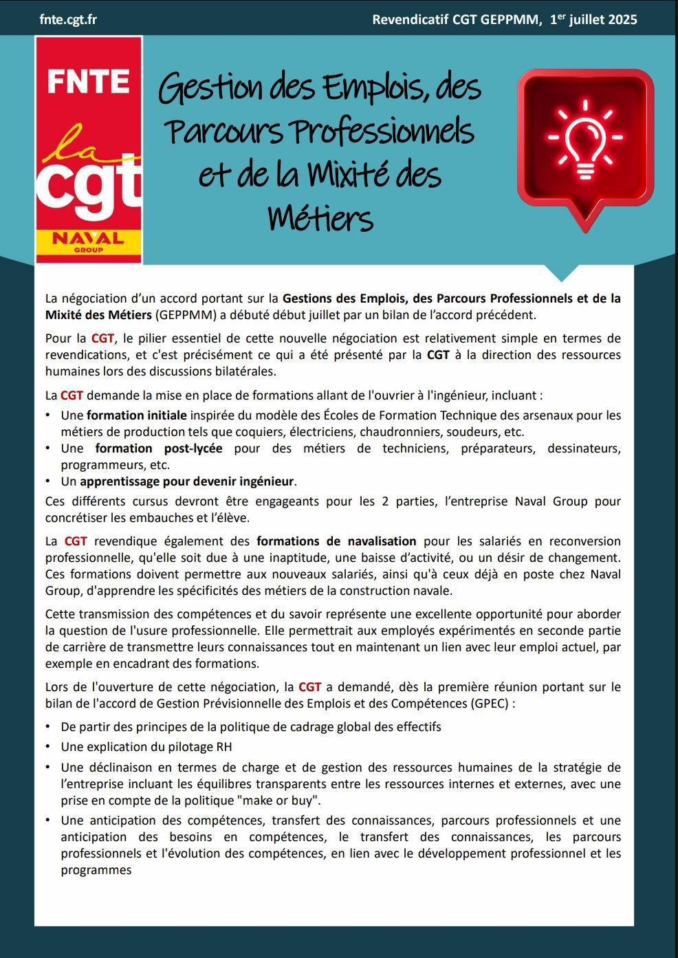 Revendicatif GEPPMM : Gestion des Emplois, de Parcours Professionnels et de la Mixité des Métiers