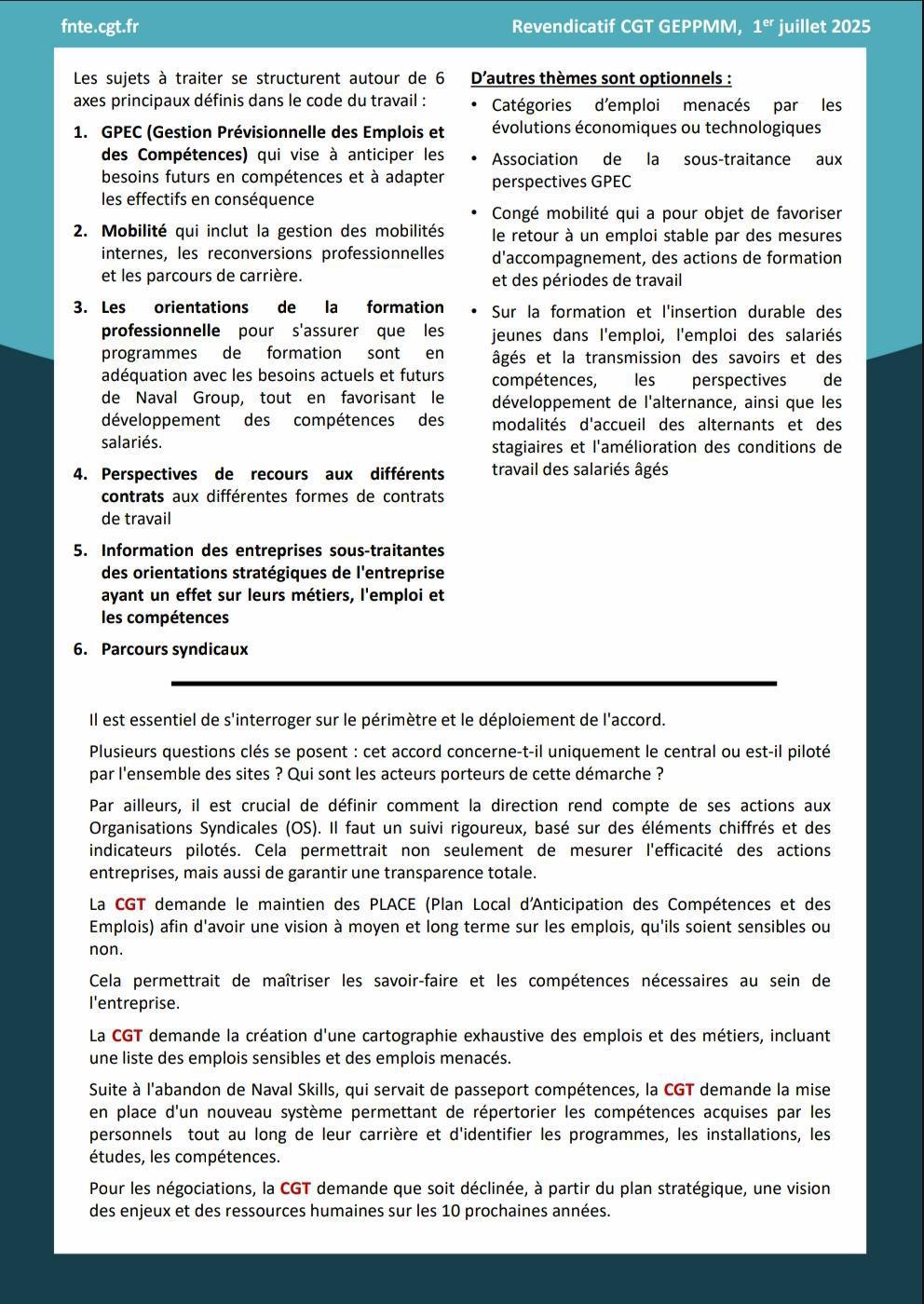 Revendicatif GEPPMM : Gestion des Emplois, de Parcours Professionnels et de la Mixité des Métiers