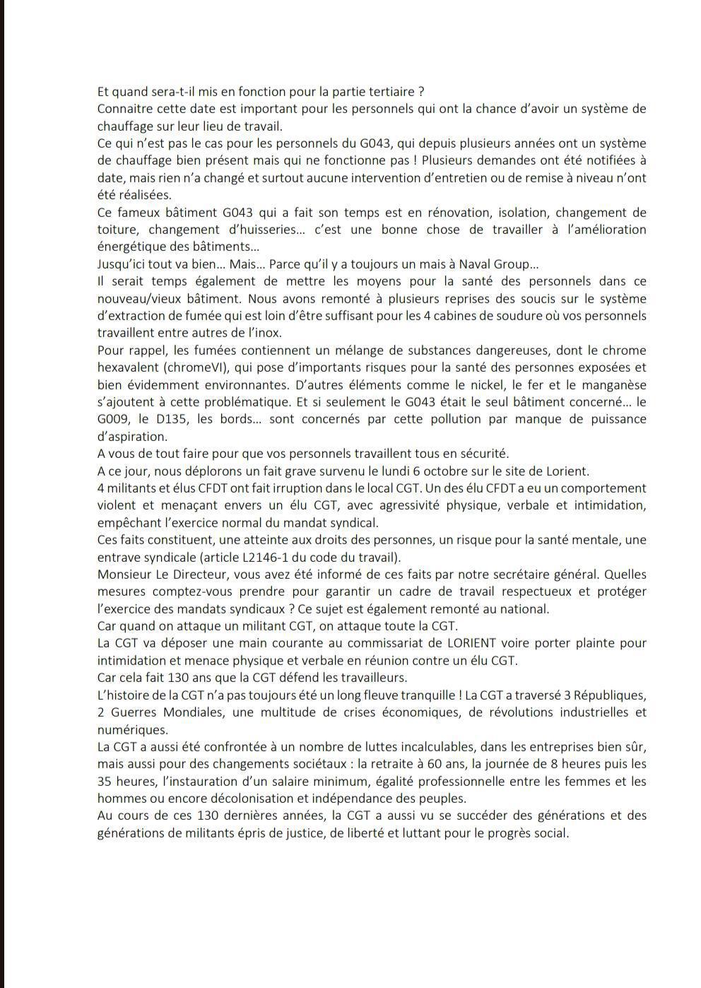 Déclaration Liminaire au CSE du 14 Octobre 2025