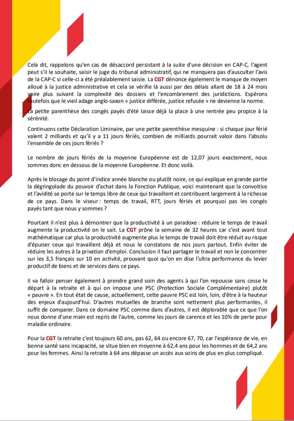 Déclaration Liminaire CAP-C des 25 et 26 Septembre 2025