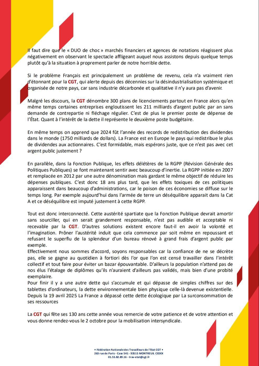 Déclaration Liminaire CAP-C des 25 et 26 Septembre 2025