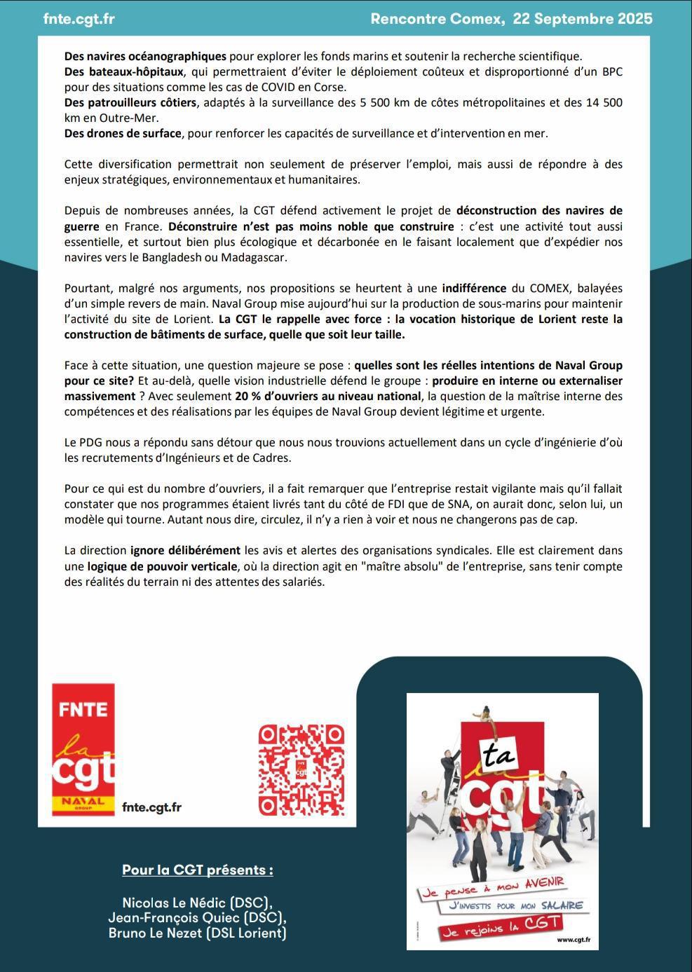 ⚠️La CGT alerte sur les choix industriels de Naval Group⚠️