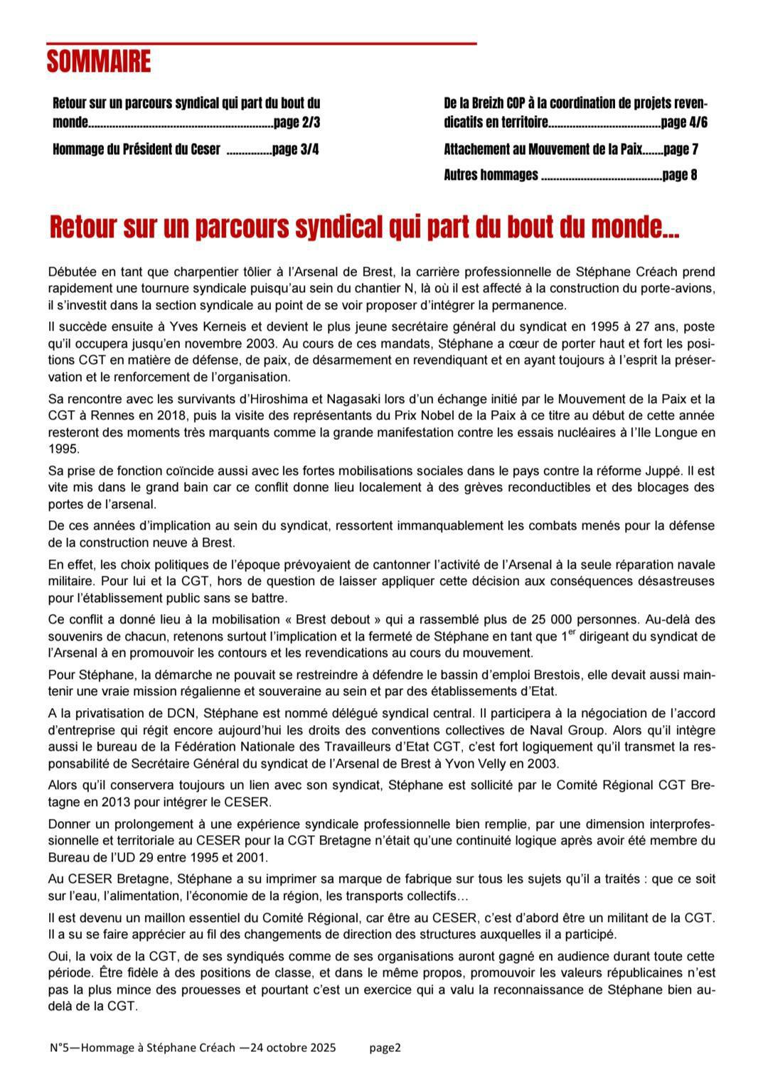 Hommage à notre Camarade Stéphane CREACH