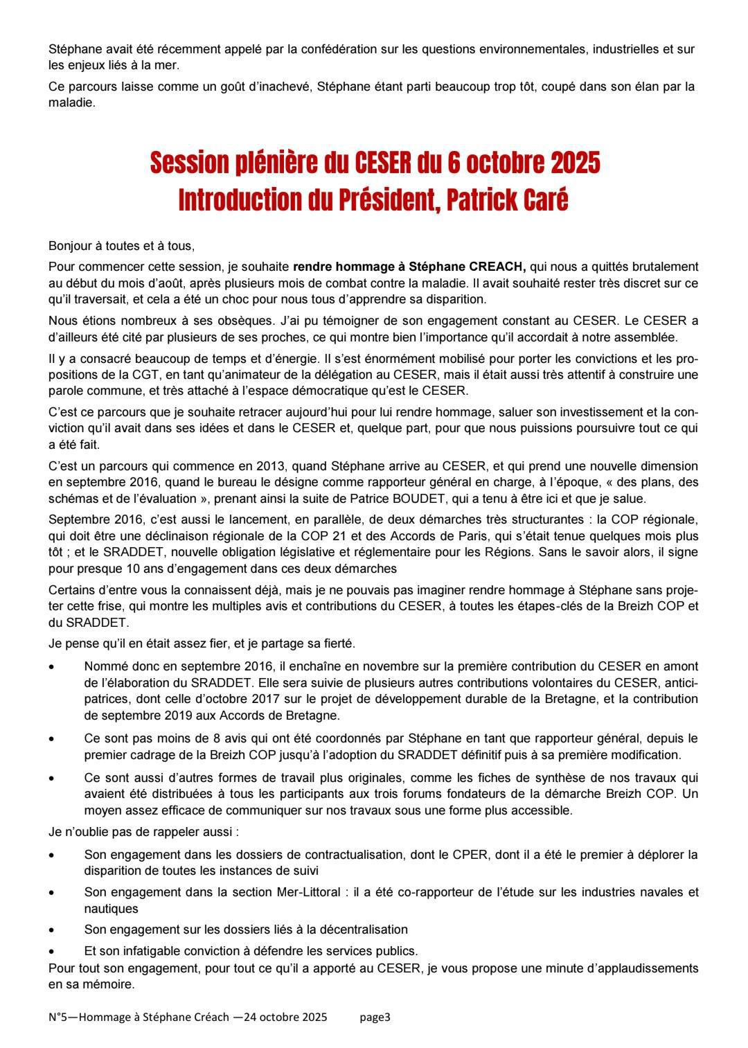 Hommage à notre Camarade Stéphane CREACH