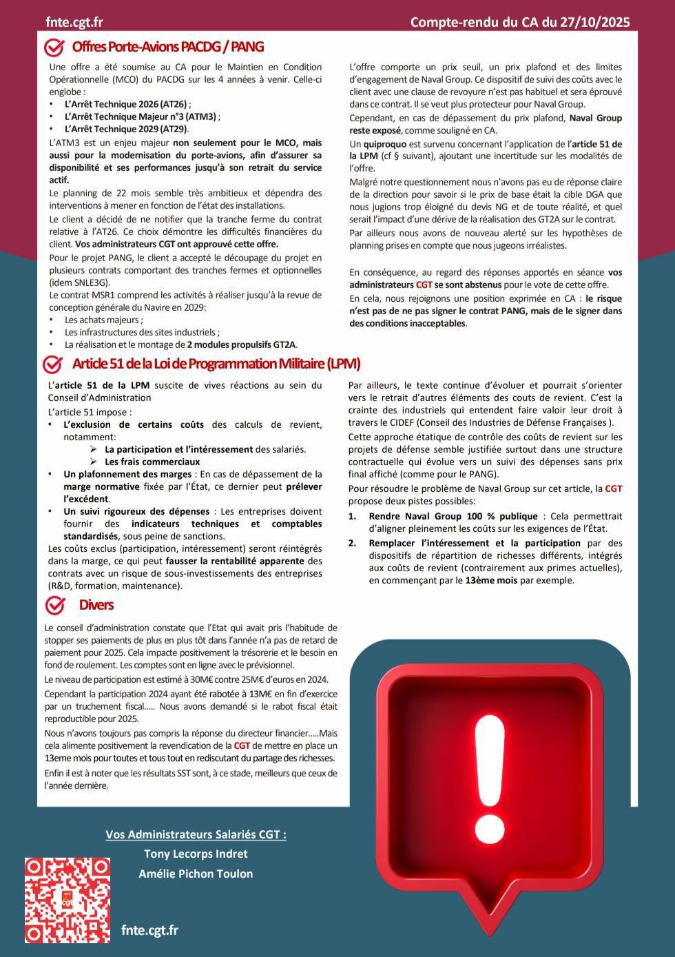 Marine Nationale, l'État peut-il encore payer ses engagements? Compte rendu du Conseil d'Administration 