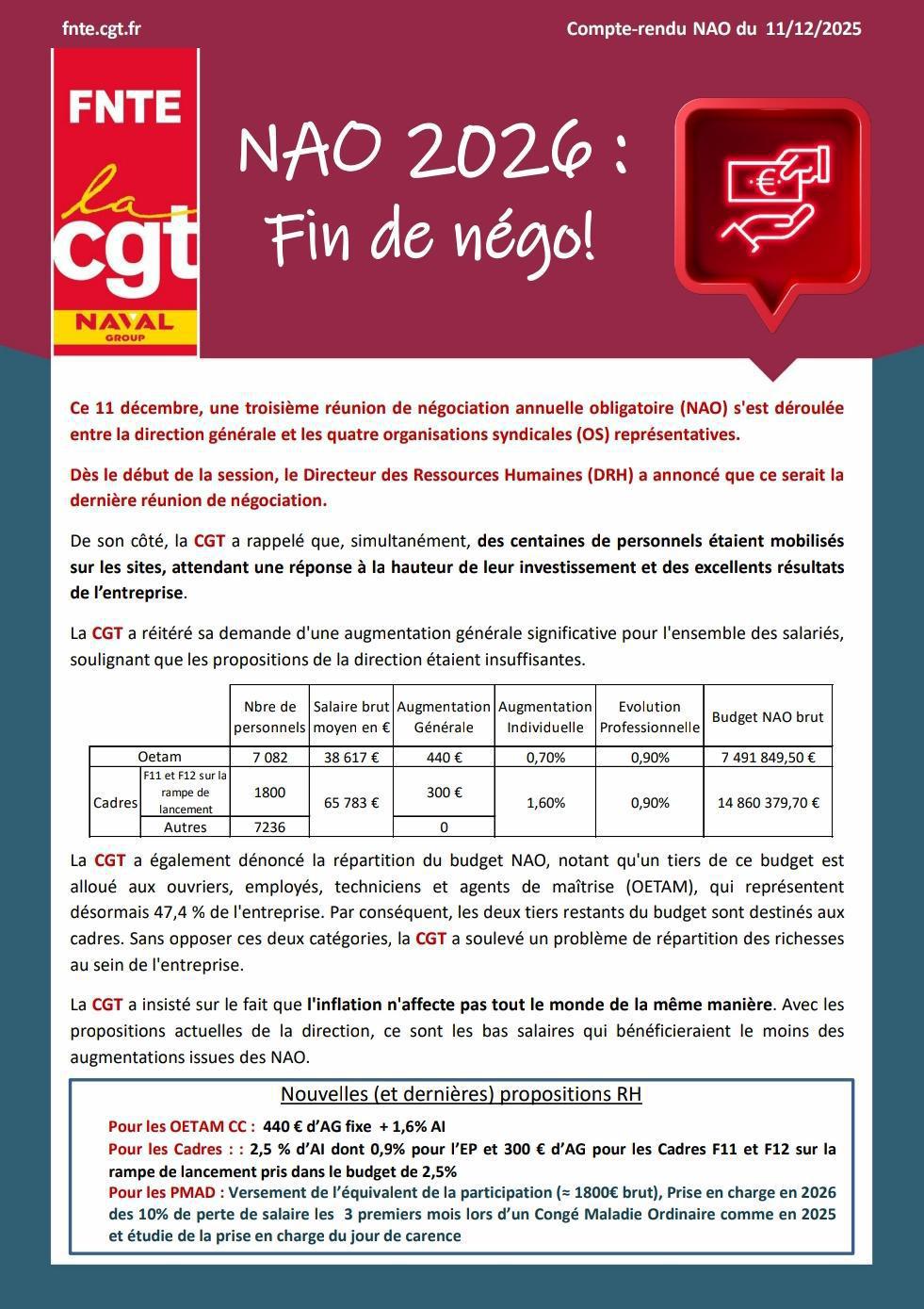 NAO 2026 : Clap de fin "Pour" la Direction