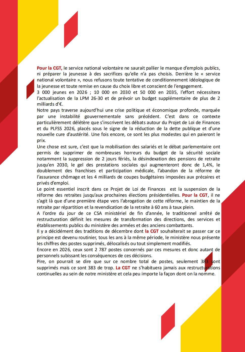 Déclaration LIMINAIRE CSA Ministériel du 18 décembre 2025