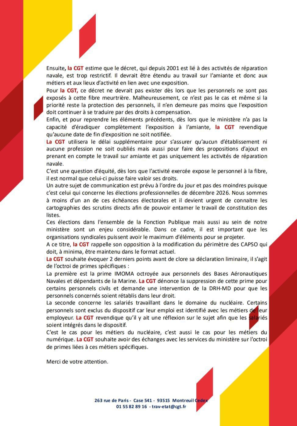 Déclaration LIMINAIRE CSA Ministériel du 18 décembre 2025