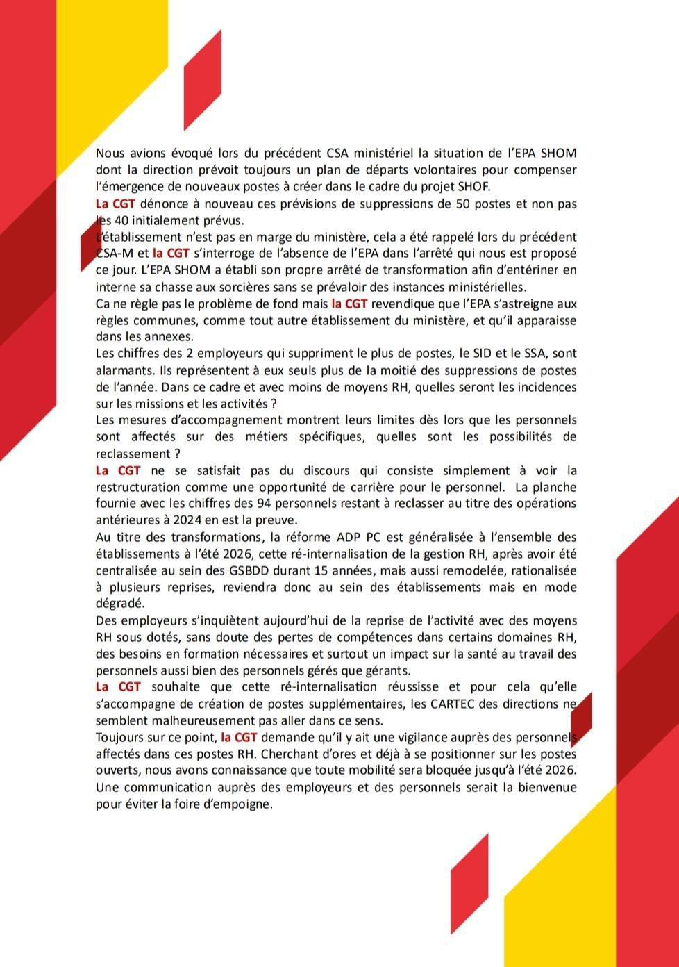 Déclaration LIMINAIRE CSA Ministériel du 18 décembre 2025