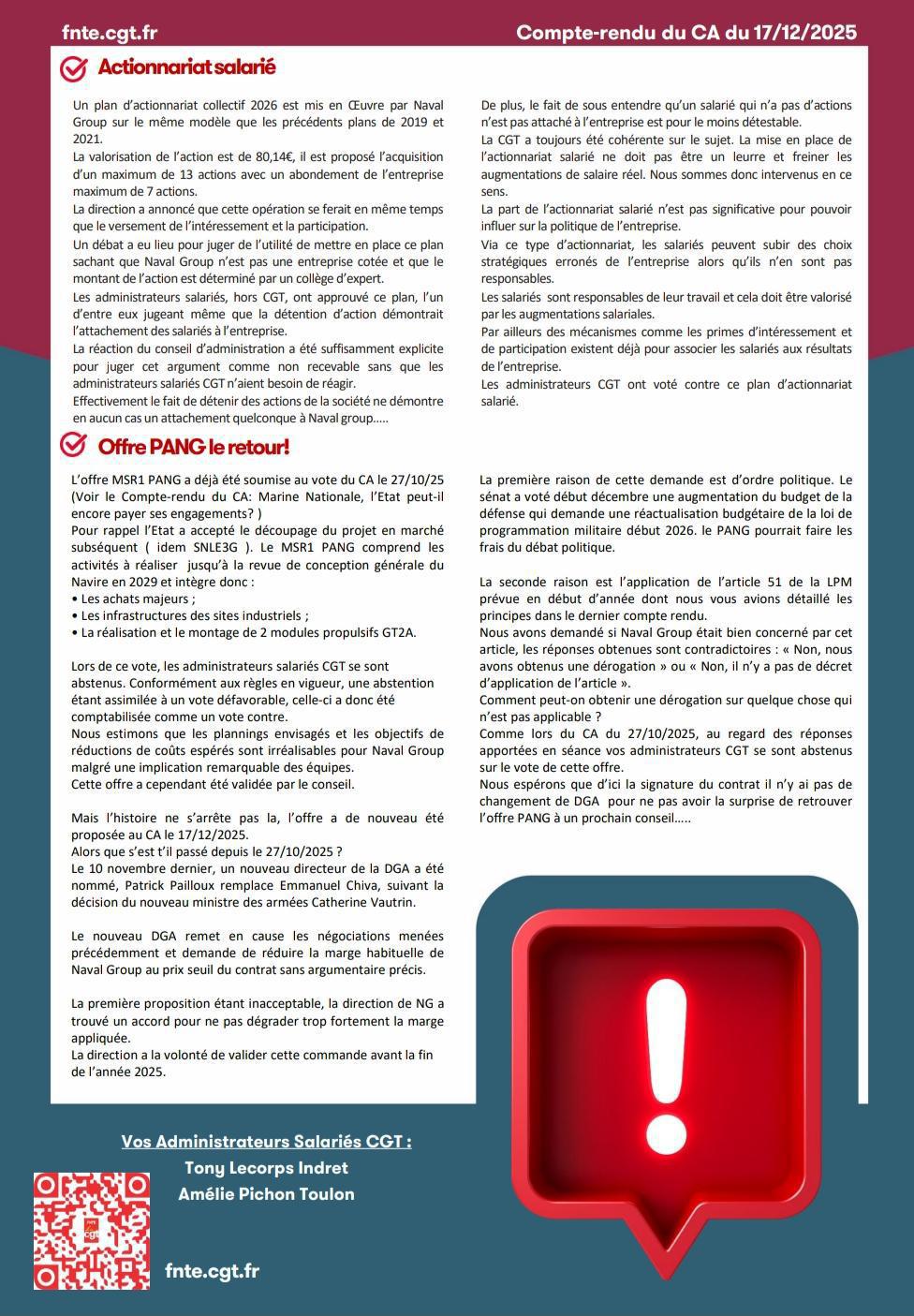 Compte rendu du CA du 17/12/2025