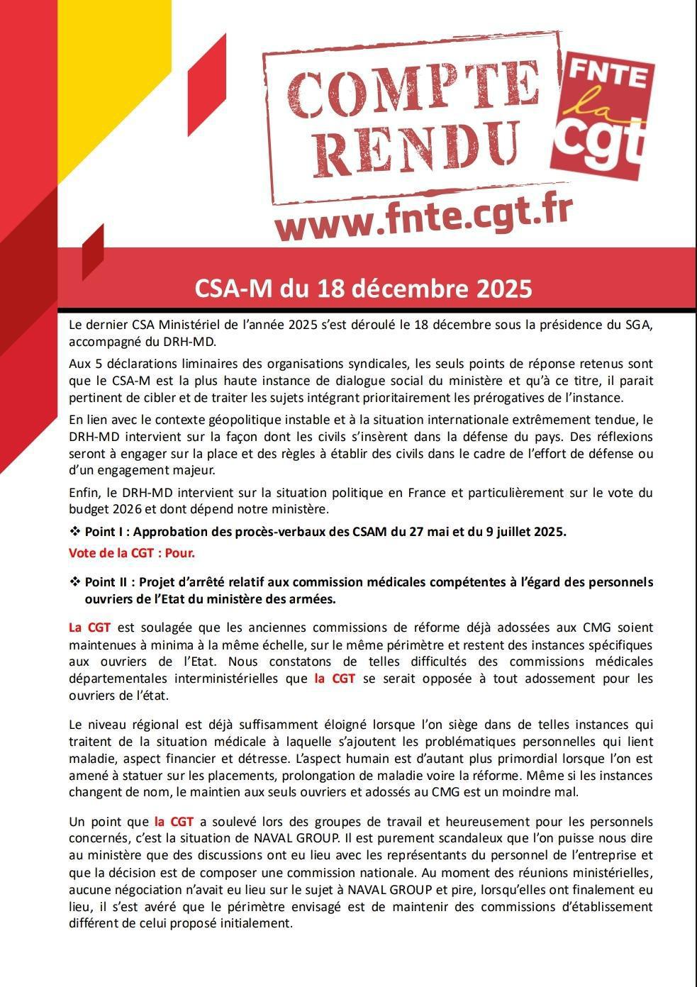 Compte Rendu CSA-M du 18 décembre 2025