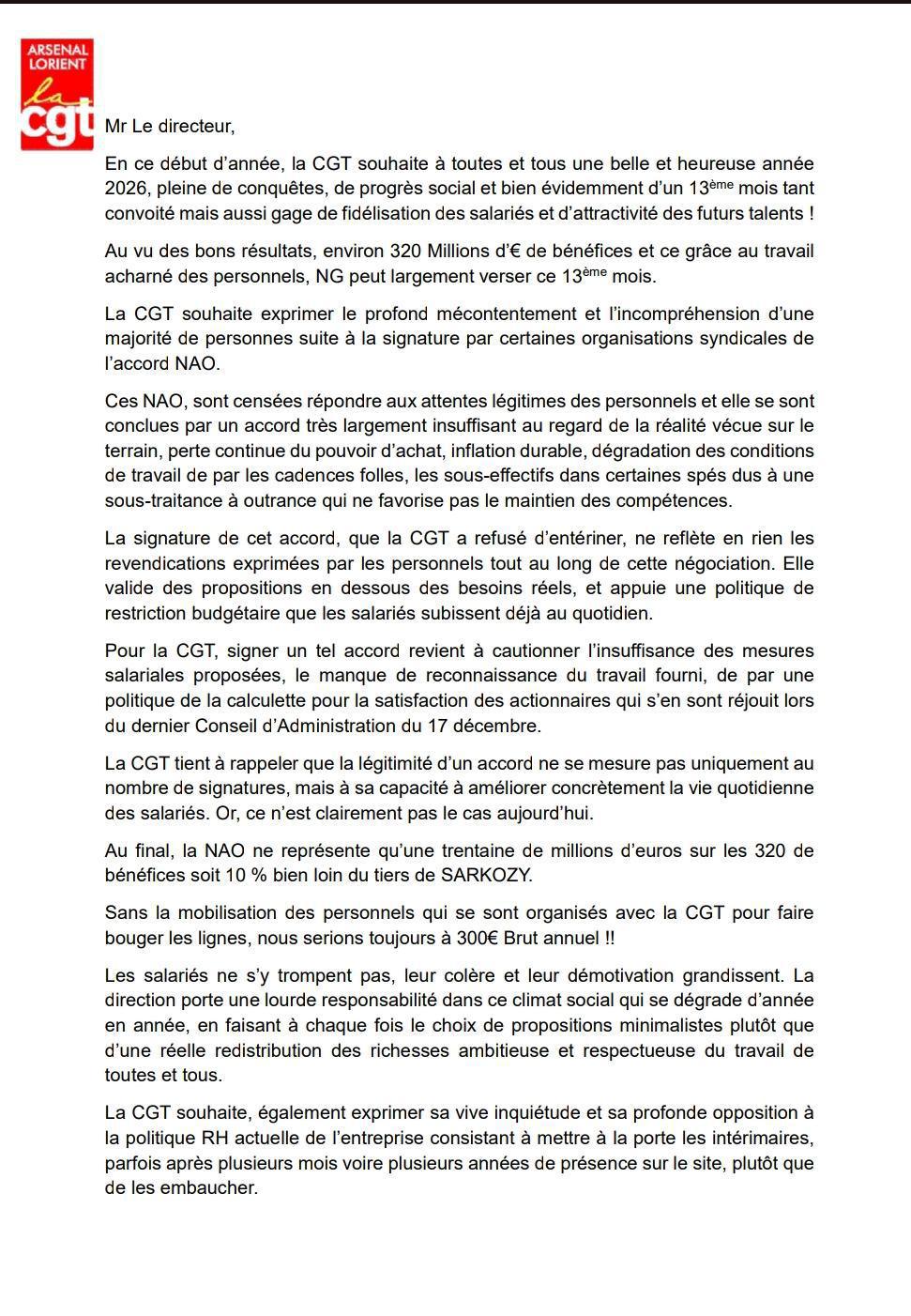 Déclaration Liminaire CSE du 13 janvier 2026