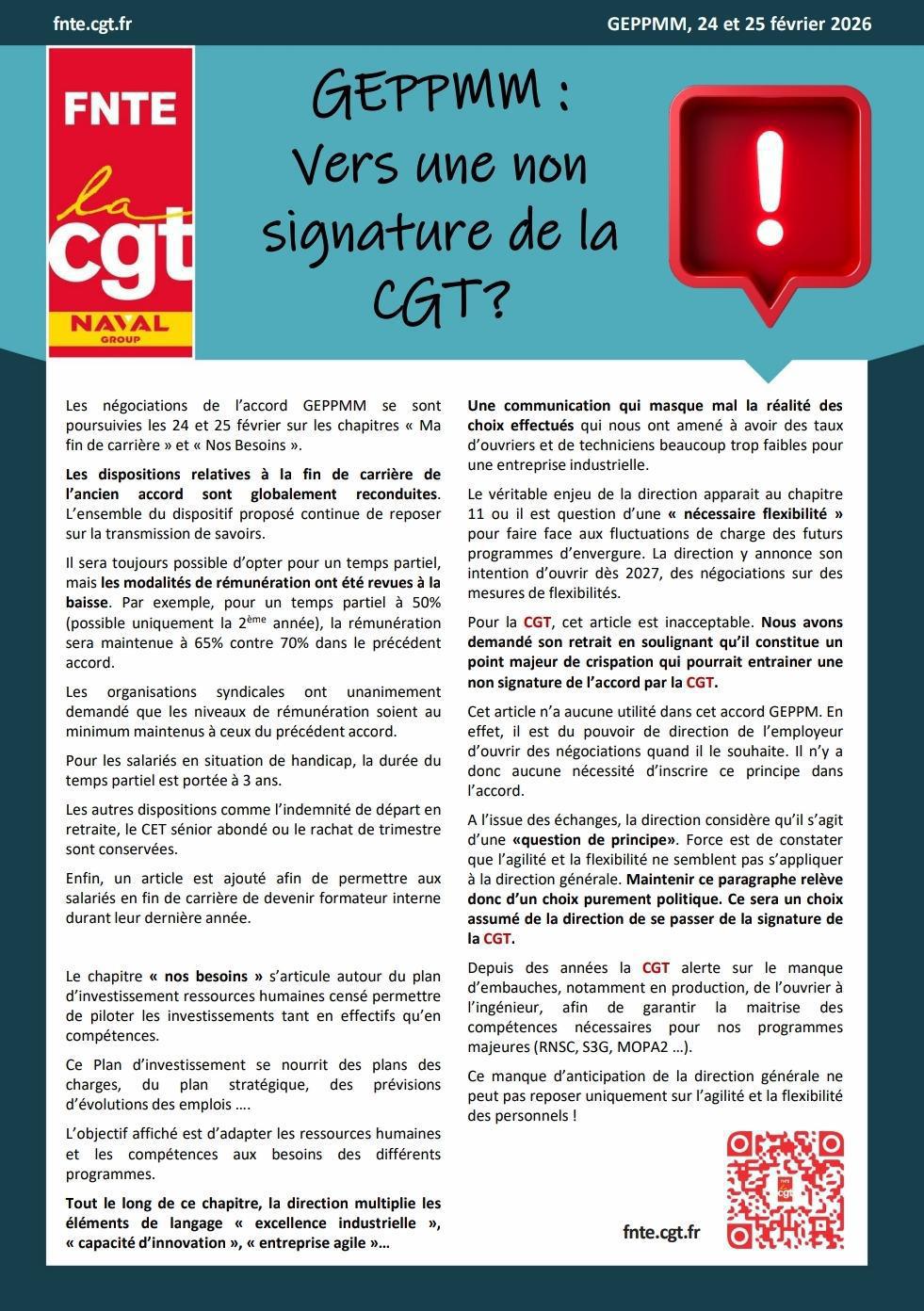 GEPPMM : vers une non signature de la CGT ?