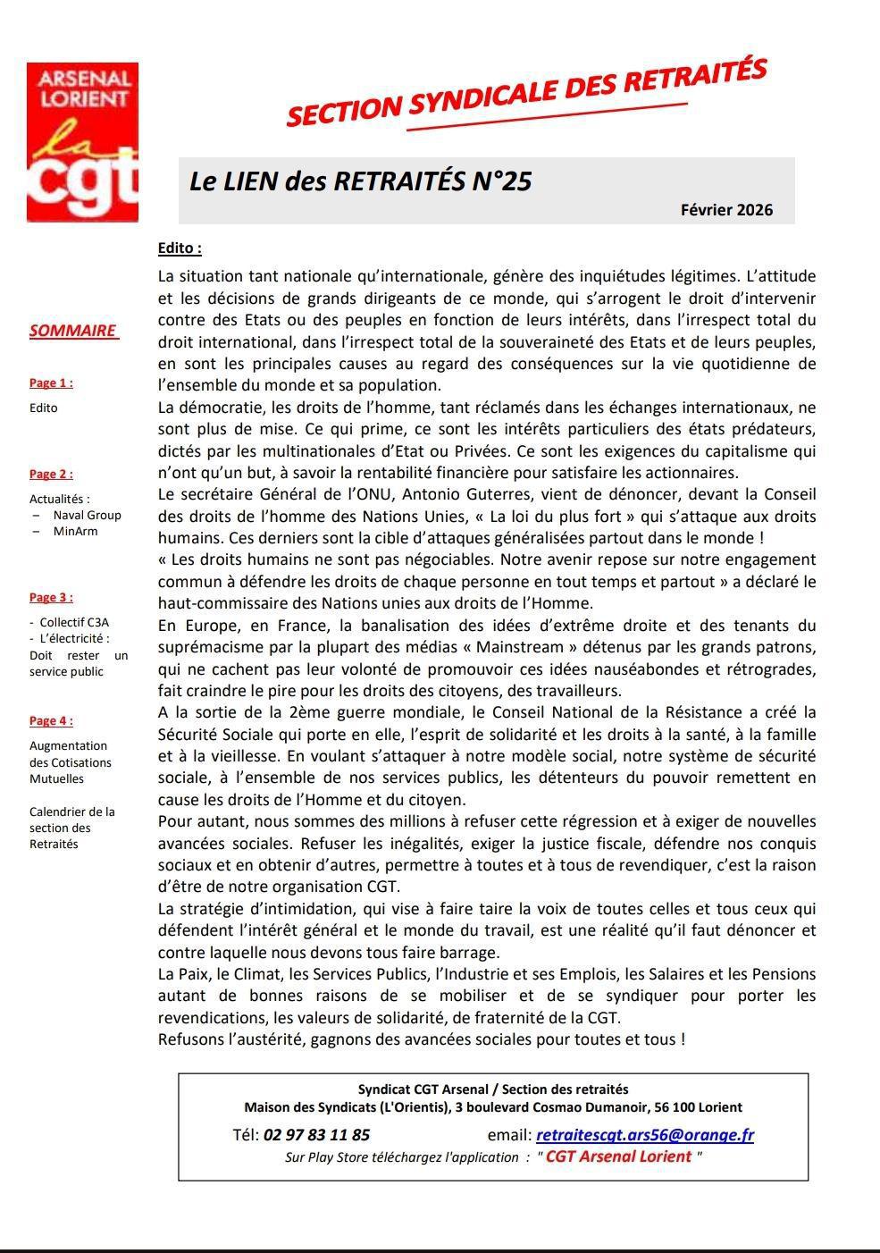 Le lien des RETRAITÉS n°25