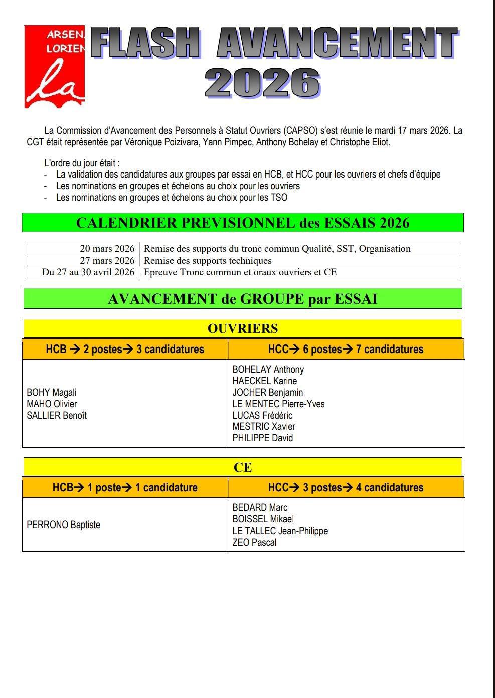 Déclaration Liminaire et Flash info avancement CGT
