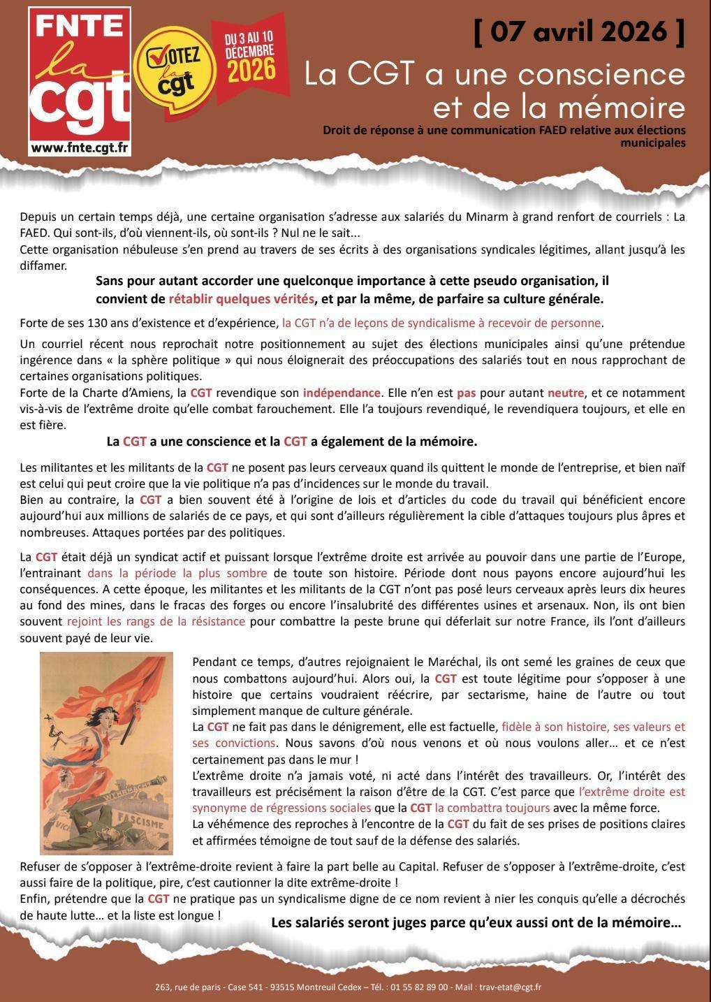 La CGT a une conscience et de la mémoire.